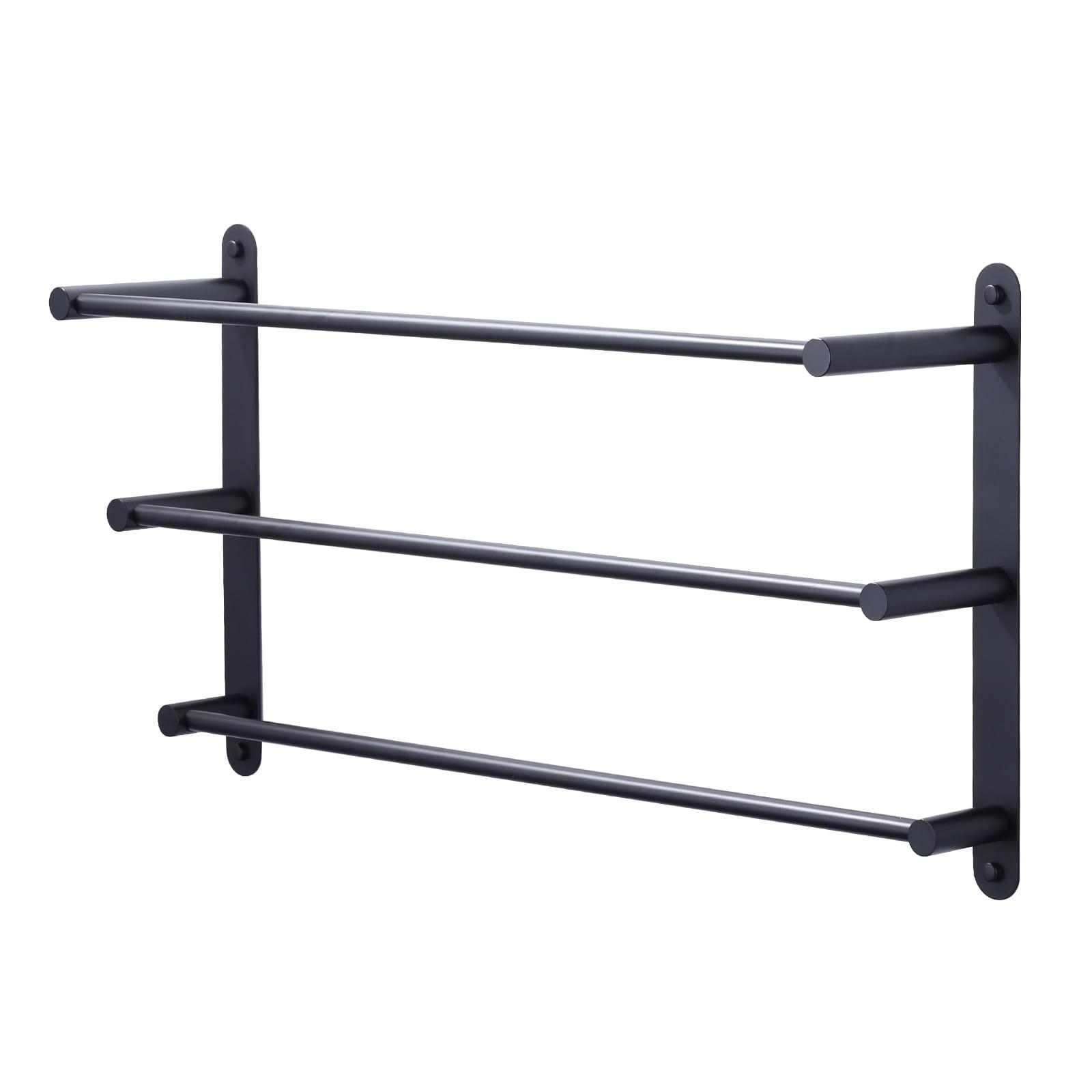 24 Inch Matte Black Stainless Steel 3-Tier Wall Mounted Towel Rack