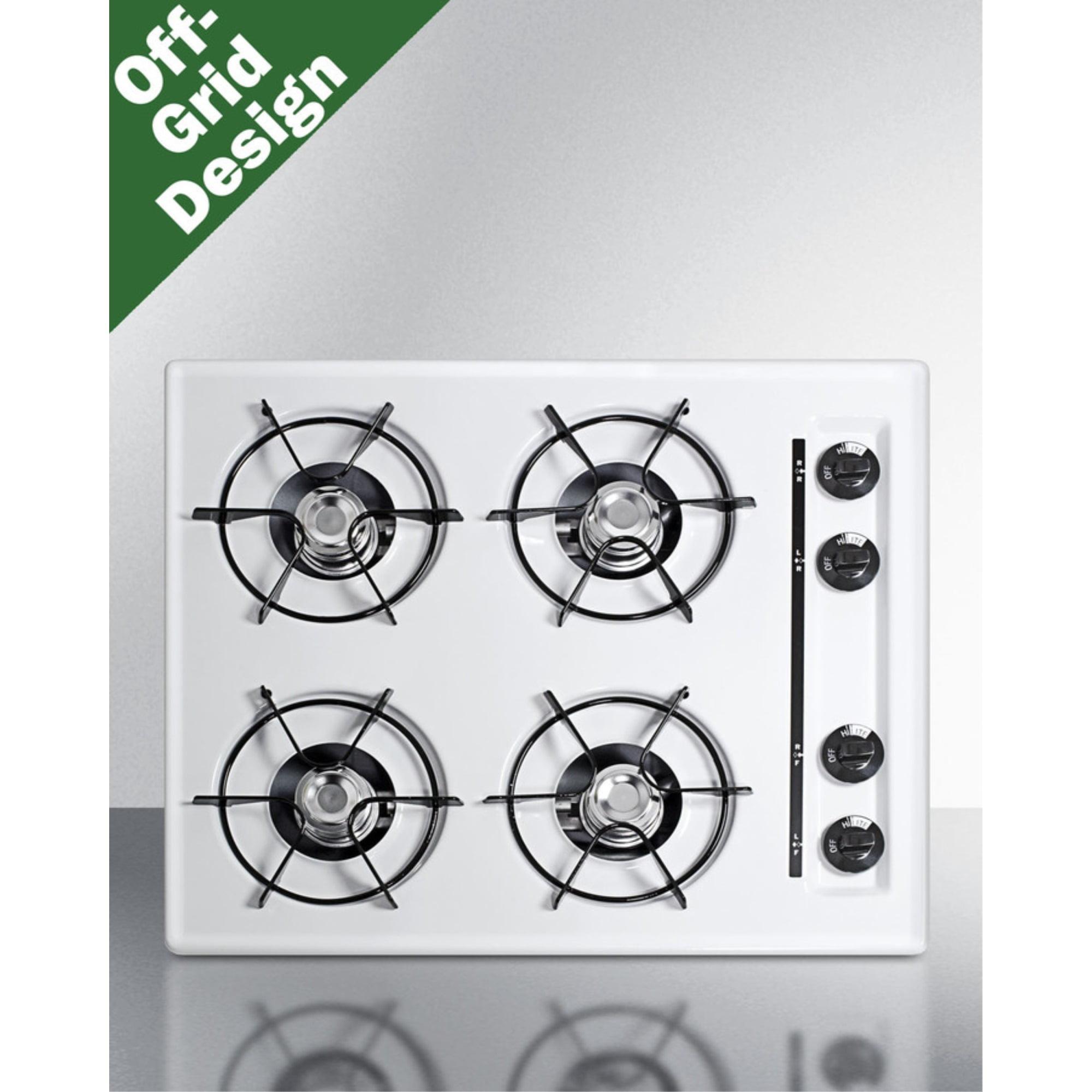 24" White Porcelain 4-Burner Propane Gas Cooktop