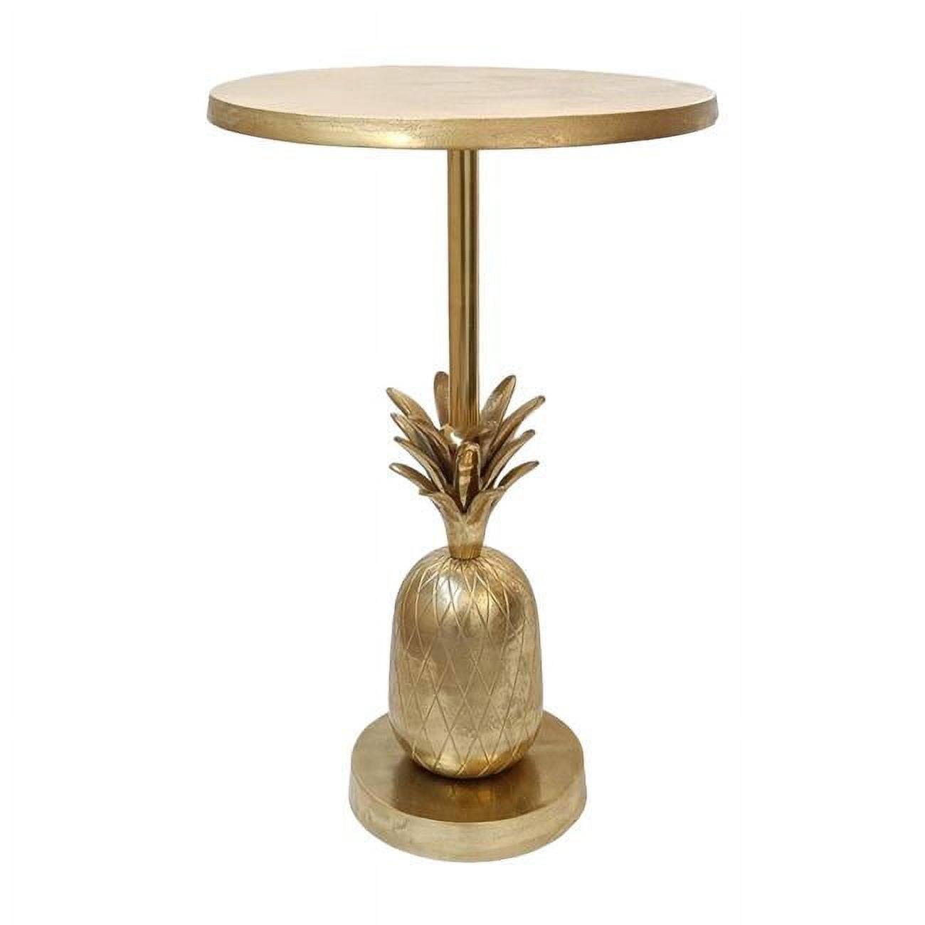 Sagebrook Home 24" Aluminum 15"D Round Pineapple Side Table Gold: Contemporary Design, Metal Frame & Top