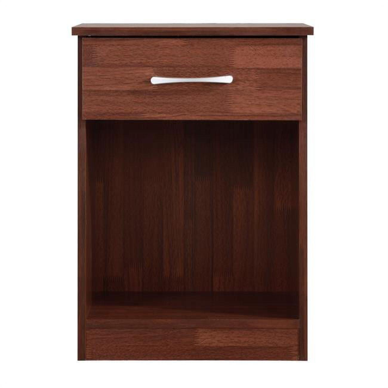 Cherry Wood 1-Drawer Nightstand with Open Shelf