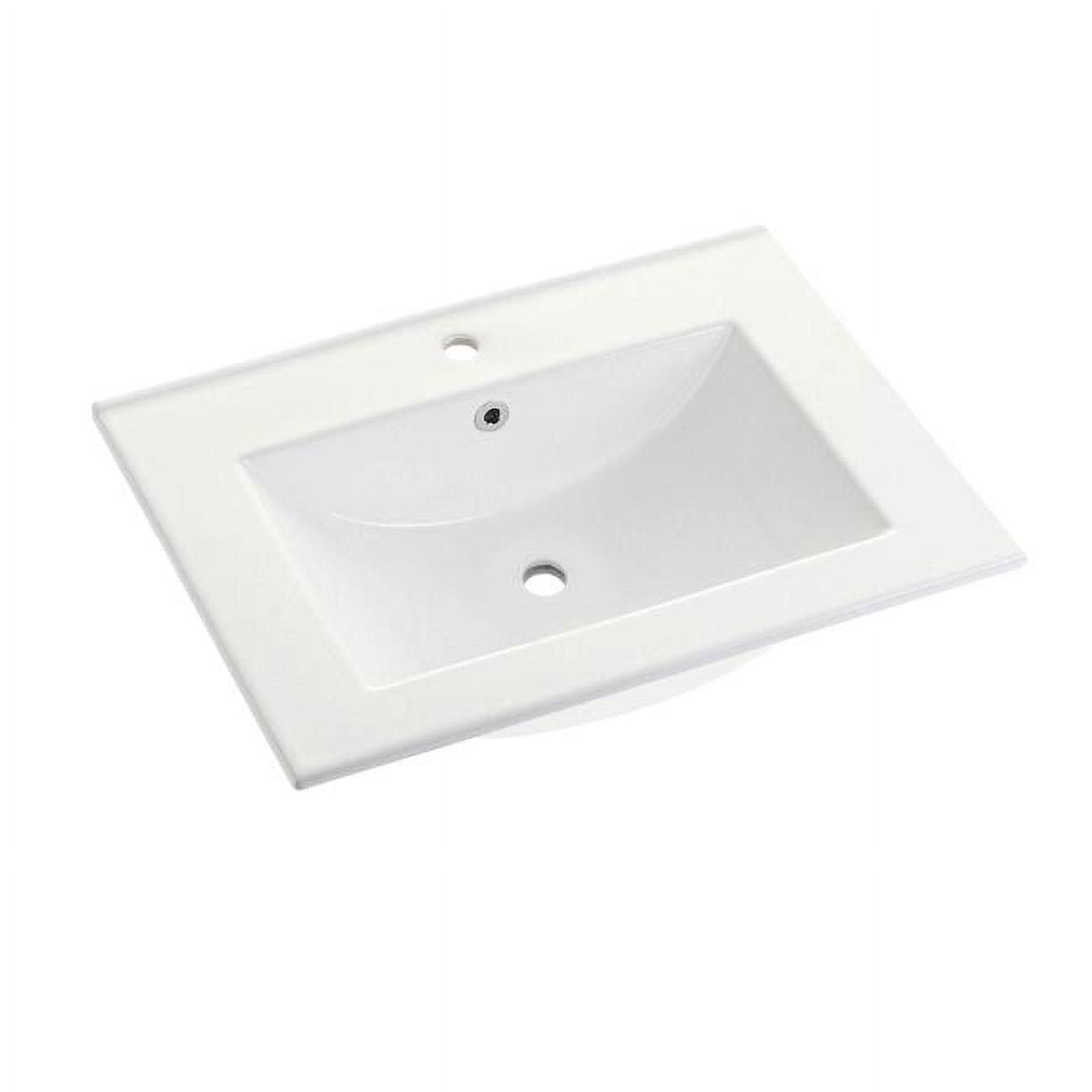 24 x 18 in. Fauceture Ultra Modern Ceramic Vanity Top - 1 Hole, White