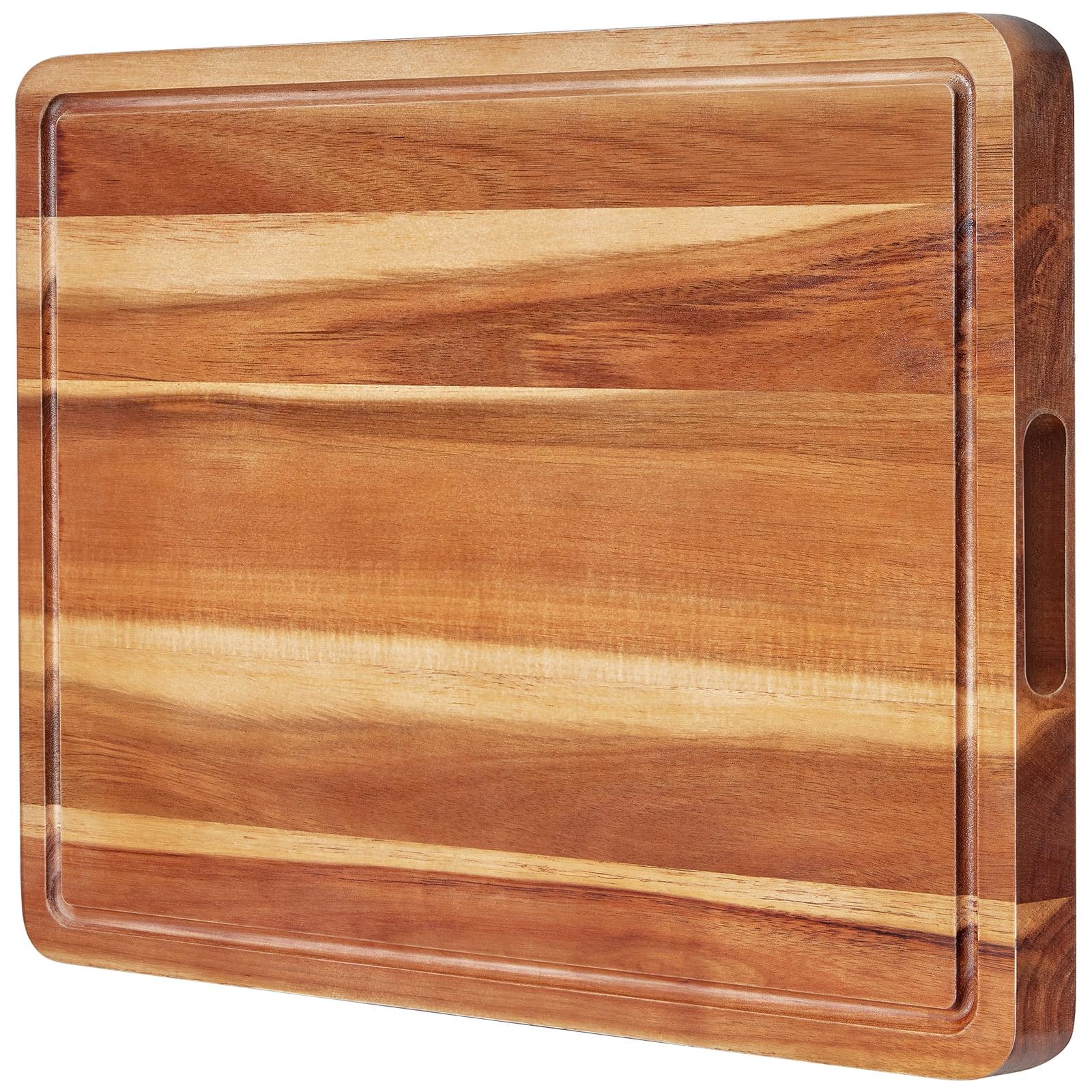 Extra Large Wood Cutting Board 24 x 18 inch, Thick Butcher Block, Reversible Wooden Kitchen Block with Side Handles and Juice Grooves