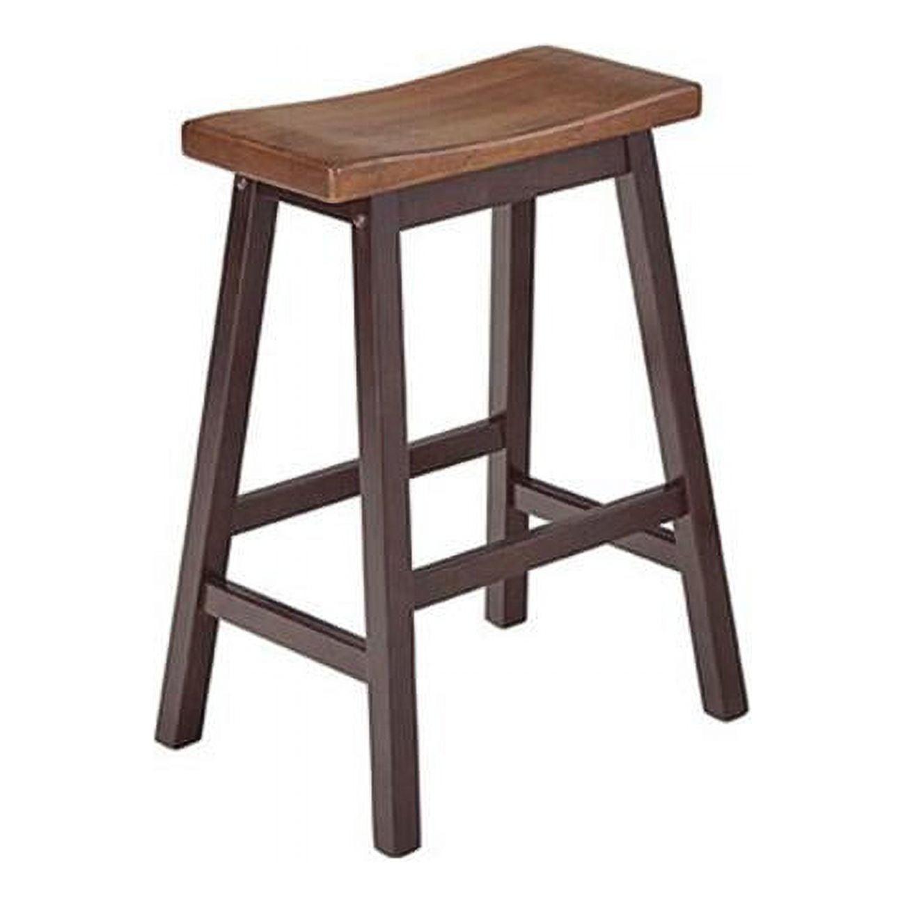 Kenny 24" Walnut and Chocolate Wood Counter Stools, Set of 2