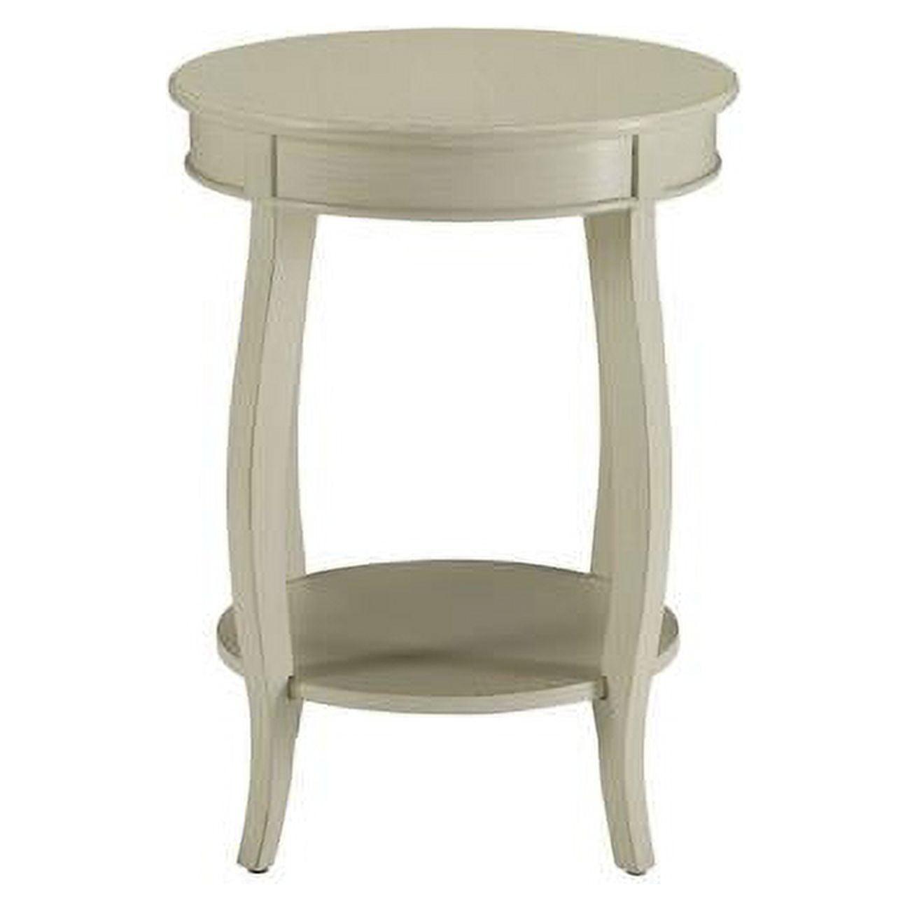 Aberta 18'' Antique White Round Wooden End Table with Shelf