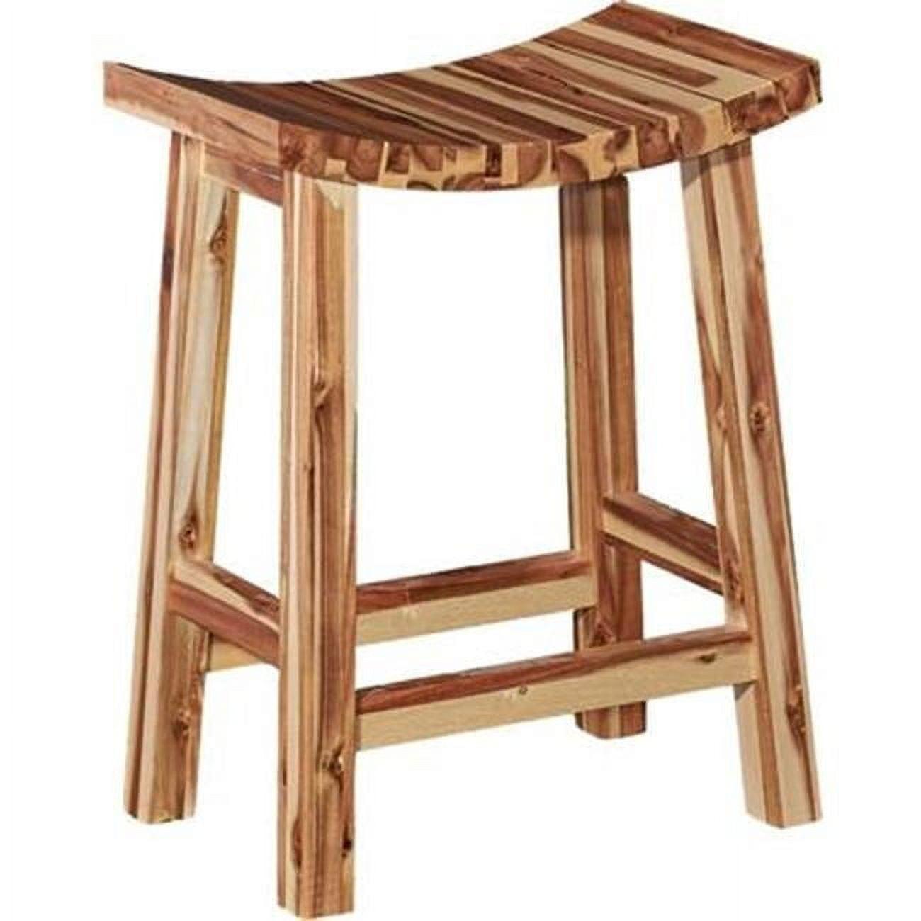 Linon Dale Saddle 24" Wood Counter Stool in Light Natural Brown