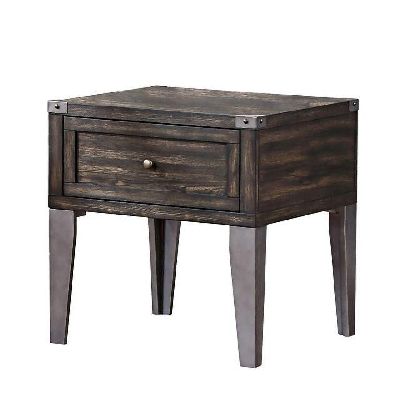 Industrial Charm Brown Wood and Metal End Table with Storage