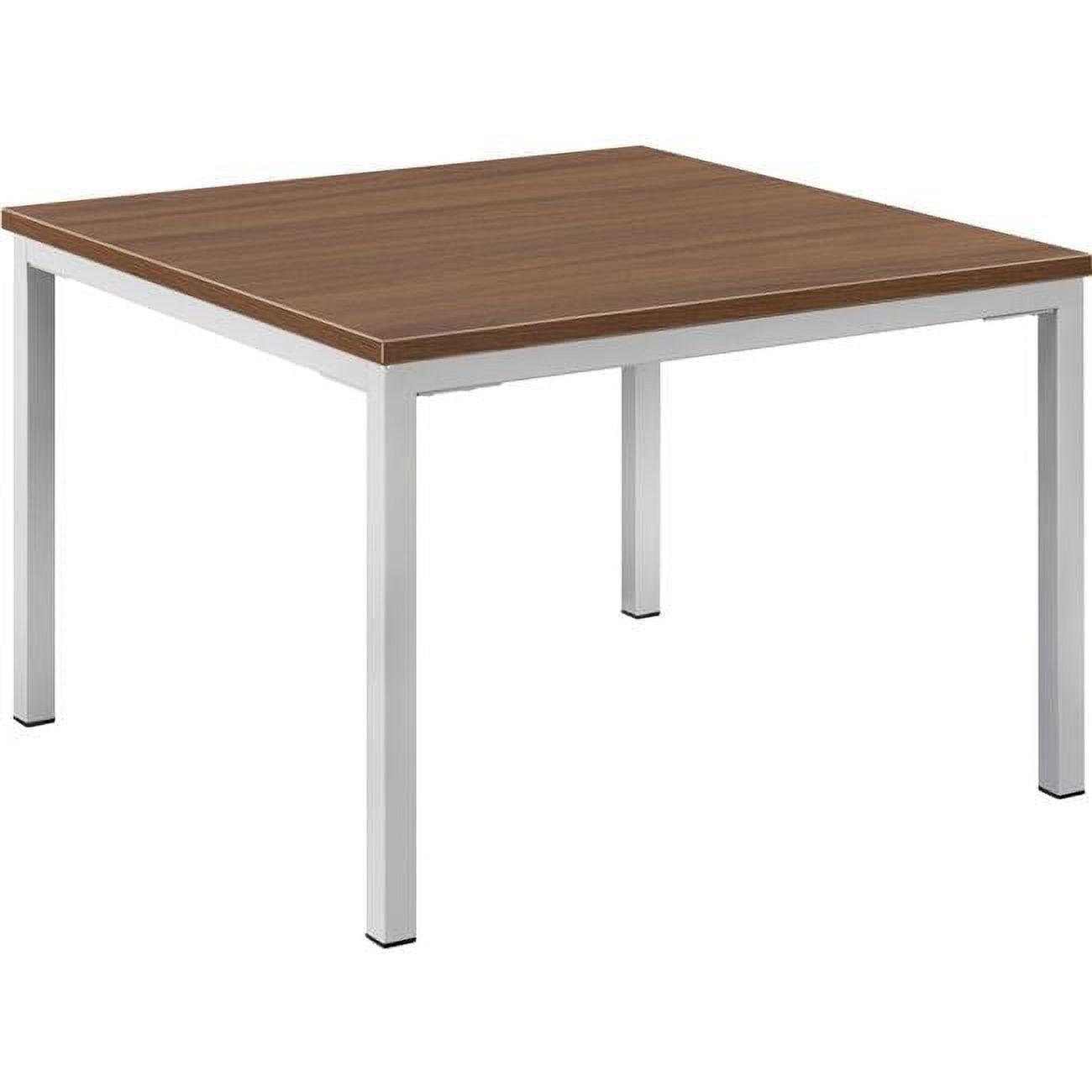 24" Square Walnut Laminate End Table with Steel Frame