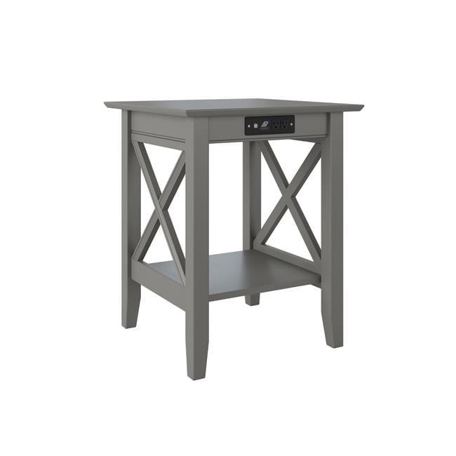 Lexi Grey Wood Square End Table with Charger