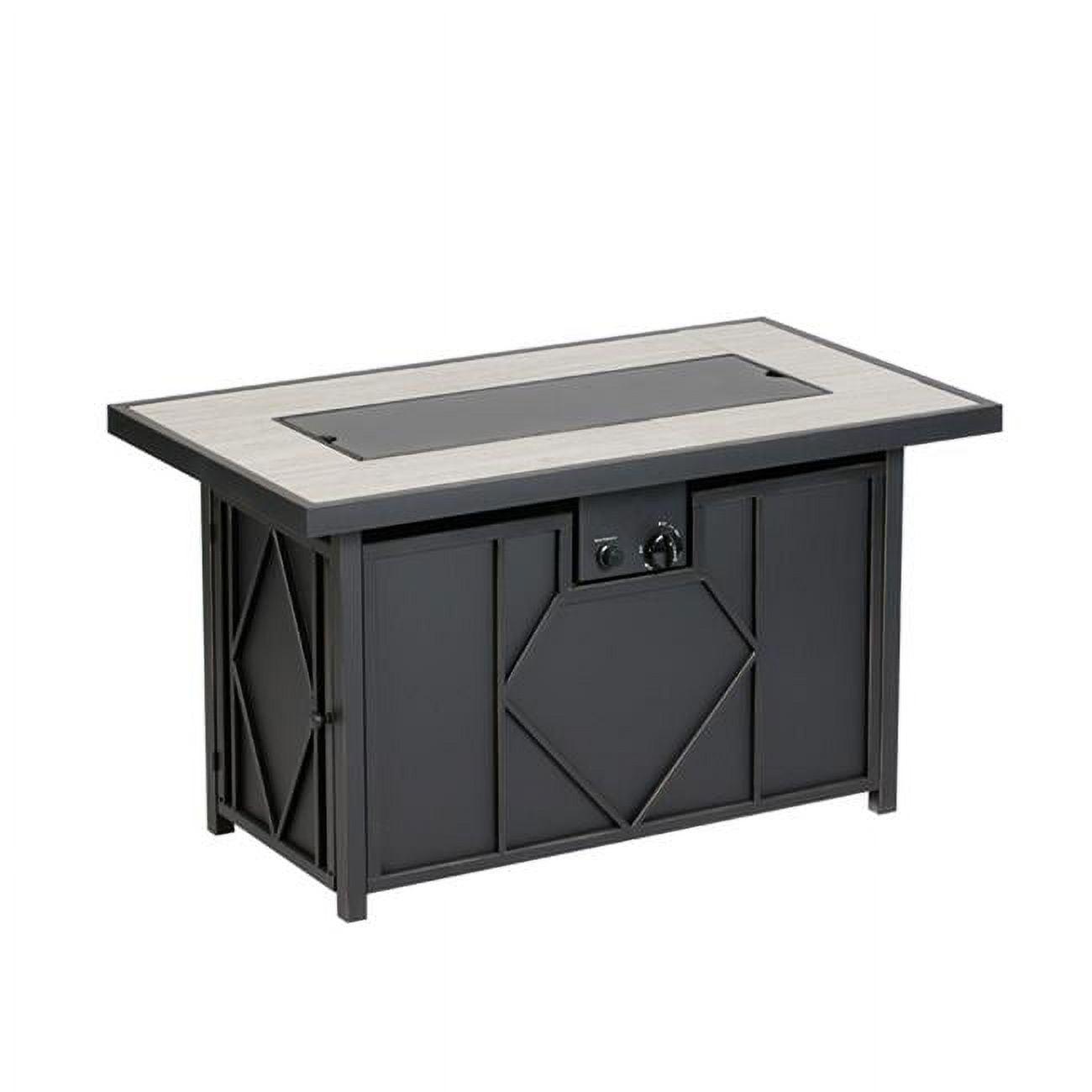 Elegant 42" Black Steel Rectangular Gas Fire Pit Table