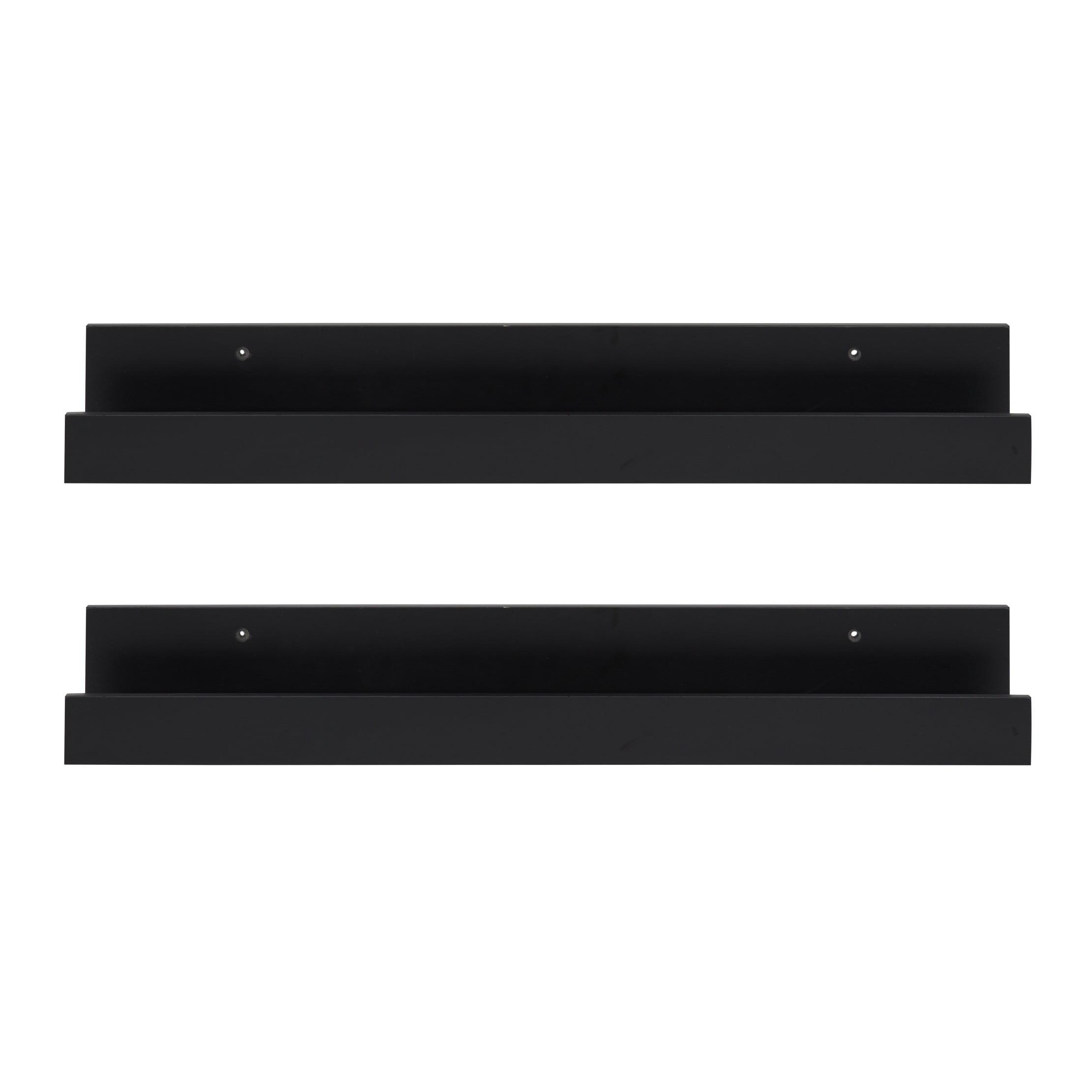 Sleek Black 24" Modern Floating Wall Shelf Set - 2 Pack