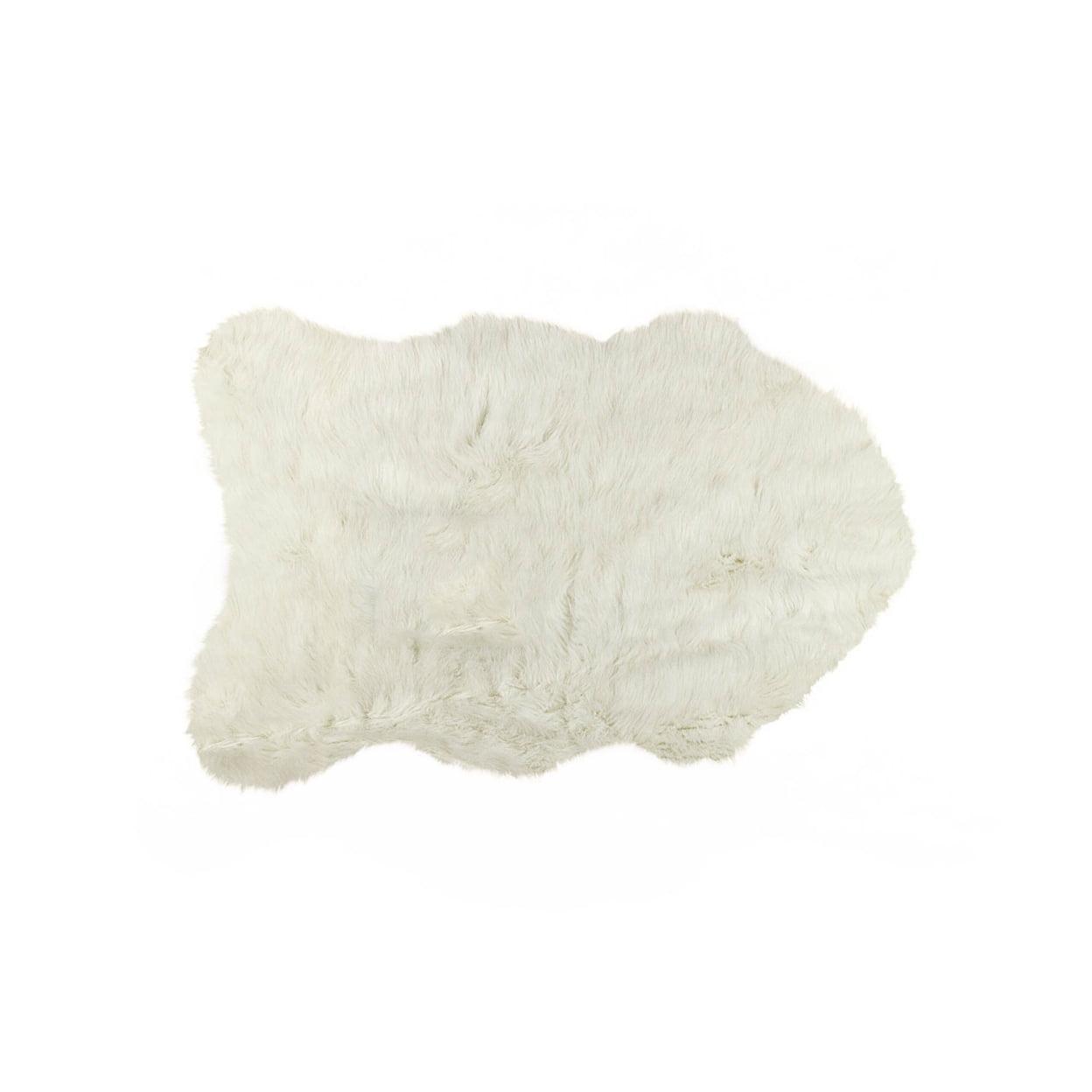 Luxurious Off-White Faux Sheepskin 36" Handmade Area Rug