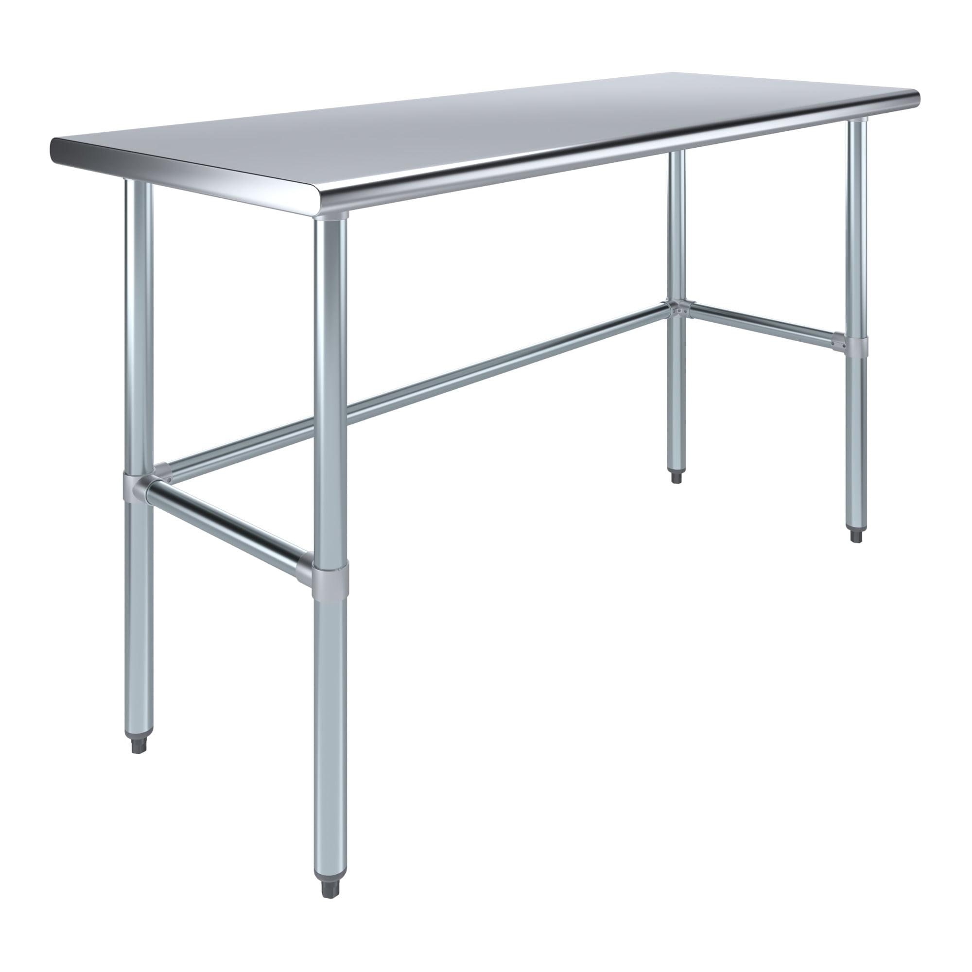 AmGood 24 in. x 60 in. Open Base Stainless Steel Work Table | Residential & Commercial