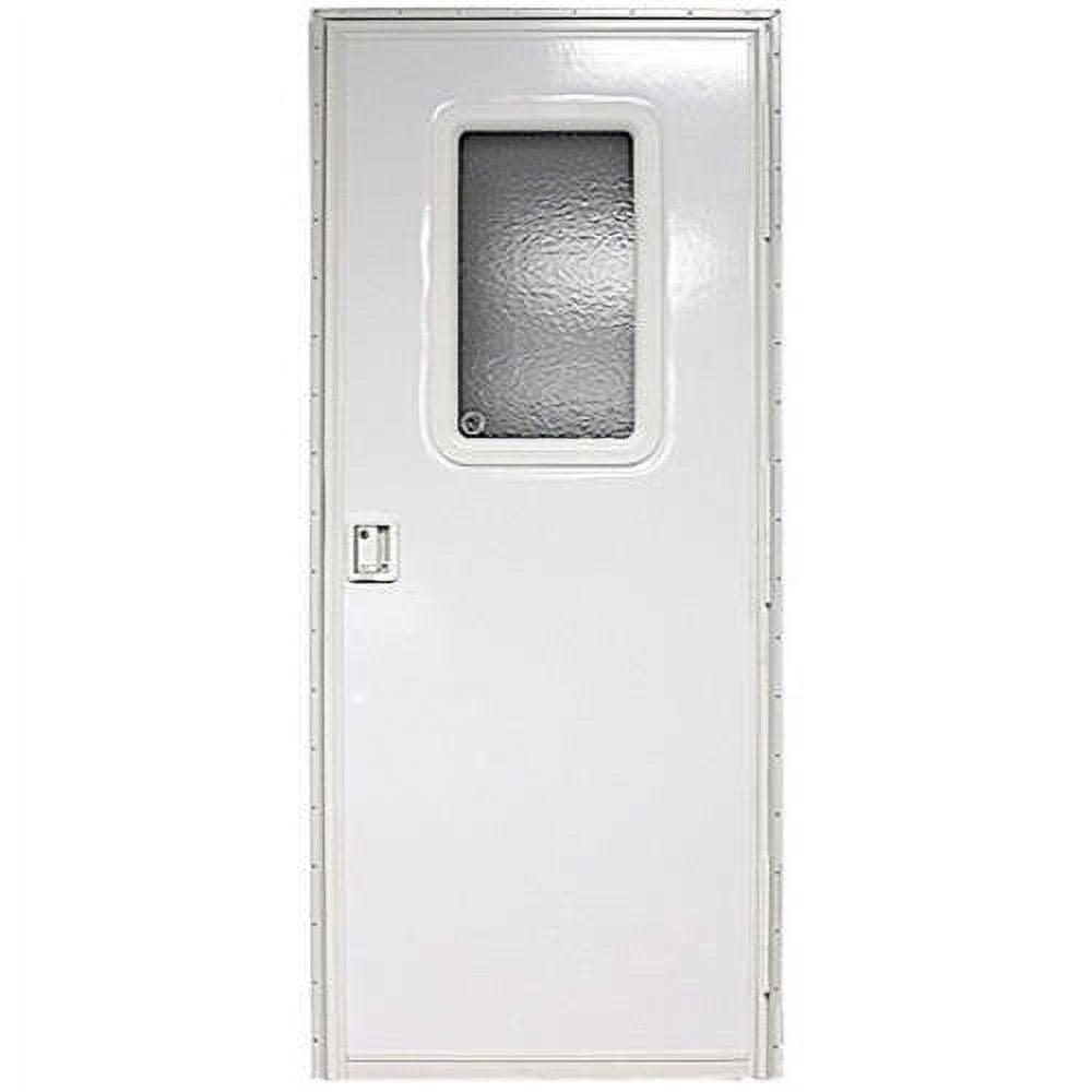 Polar White Aluminum RV Entry Door with Obscure Window