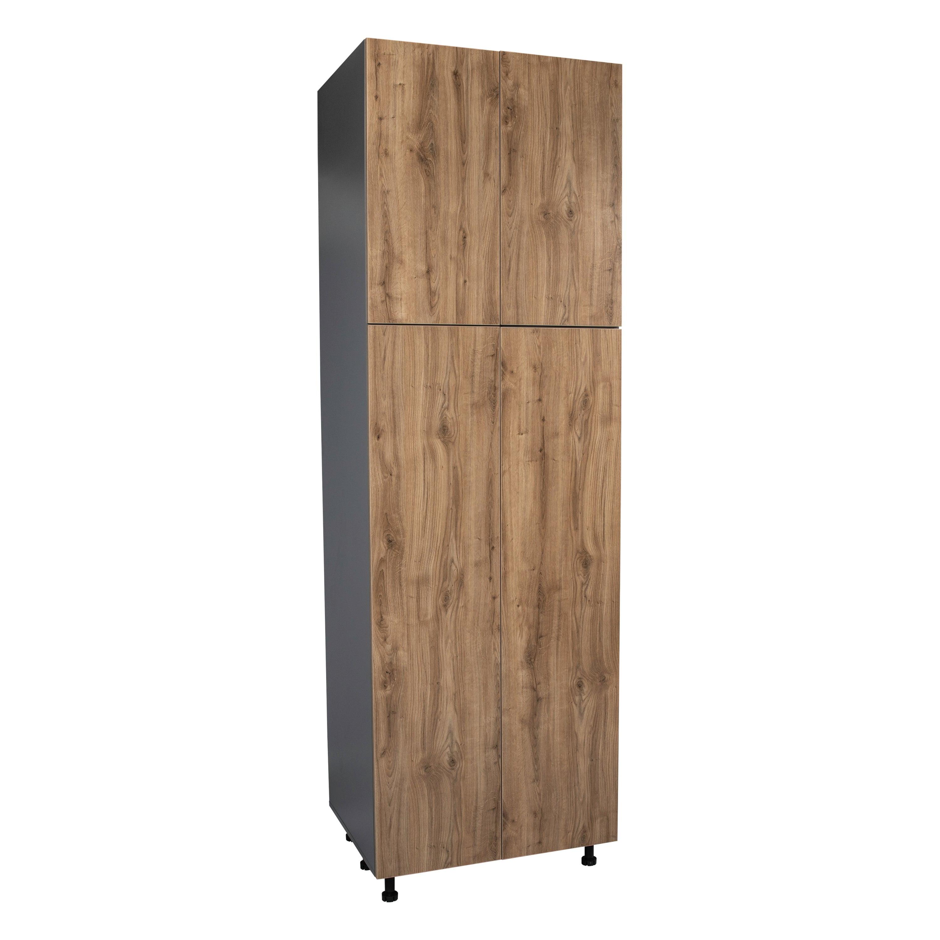 Natural Teak Lockable Tall Cabinet with Particleboard Body