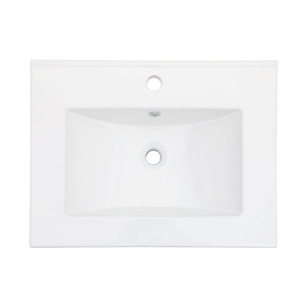 24'' White Ceramic Rectangular Single Vanity Top Sink