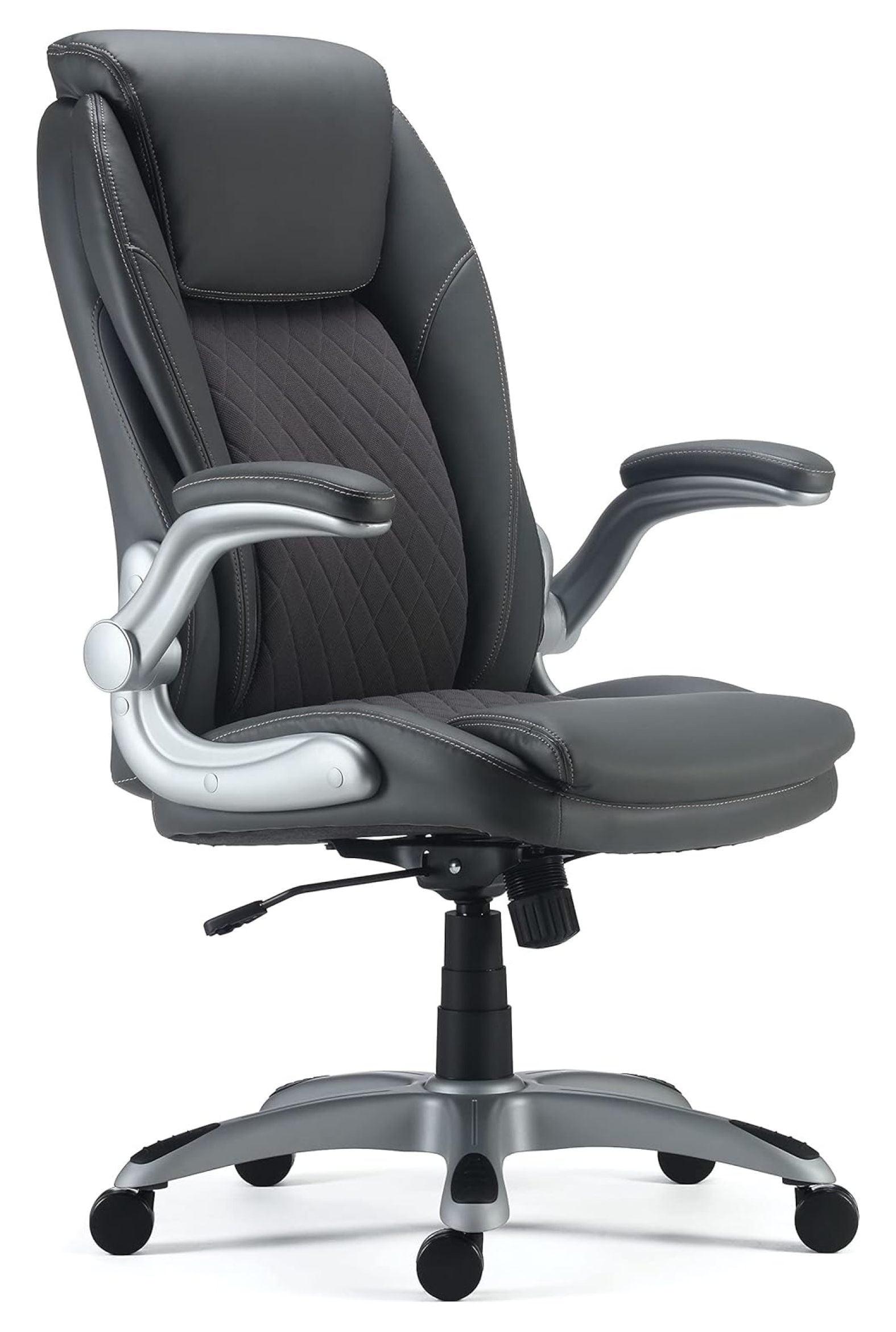 Gray Adjustable Leather Swivel Task Chair