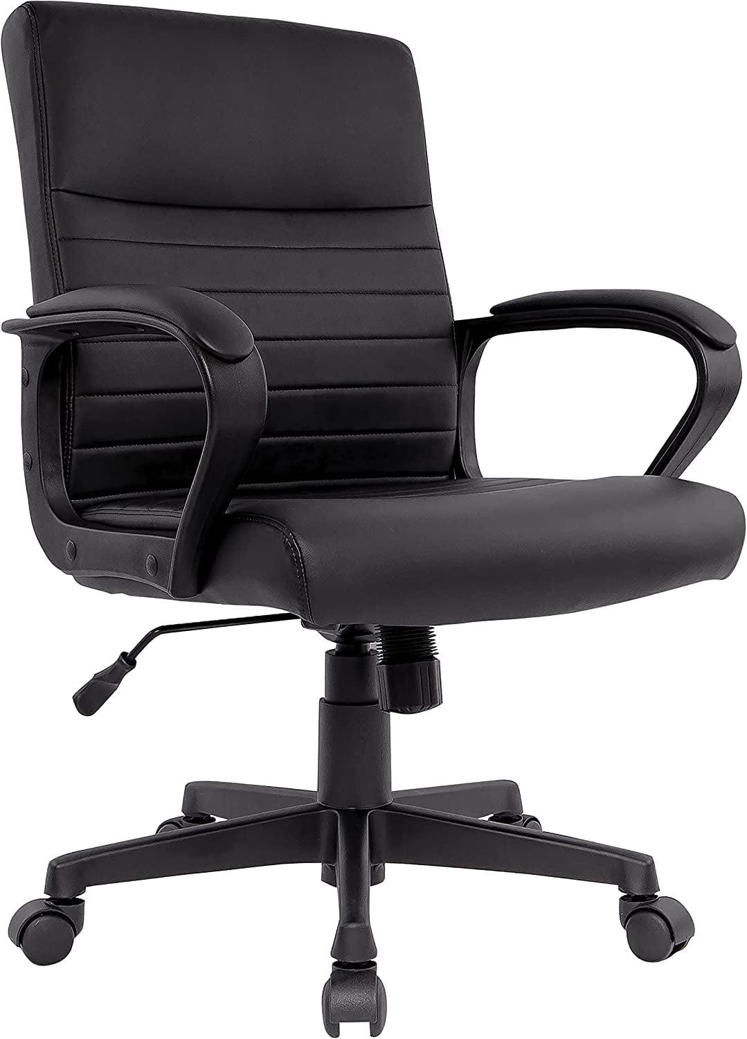 24396771 Leather Mid-Back Manager Chair, Black