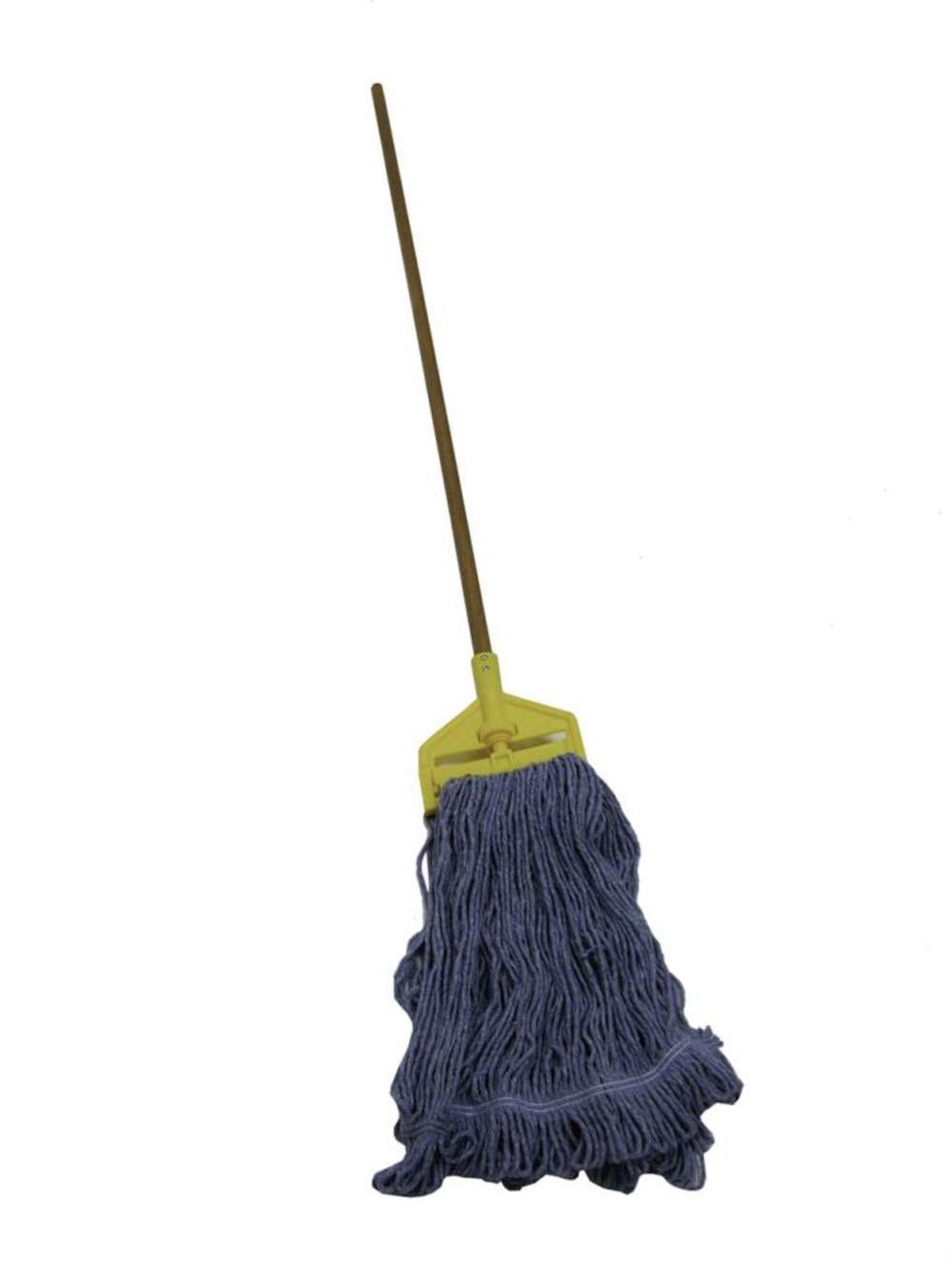 24 oz Blue Blended Yarn Commercial Mop with Wooden Handle