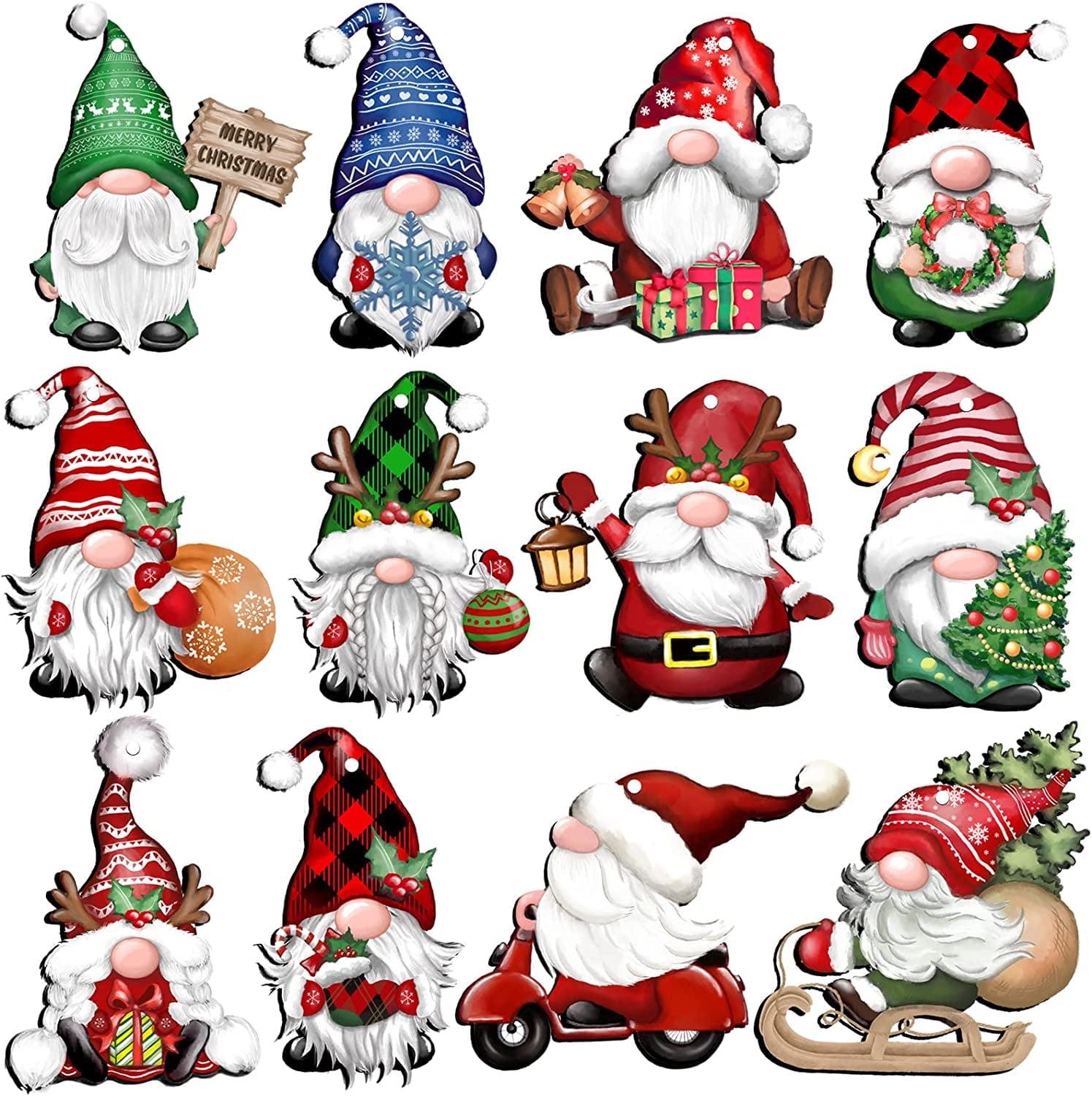 dajkiuy Clearance 24pcs Christmas Gnome Wooden Hanging Ornaments,Wood Hanging Decor for Christmas Tree Decorations Gnome Santa Doll Hanging Craft Holiday Party Supplies