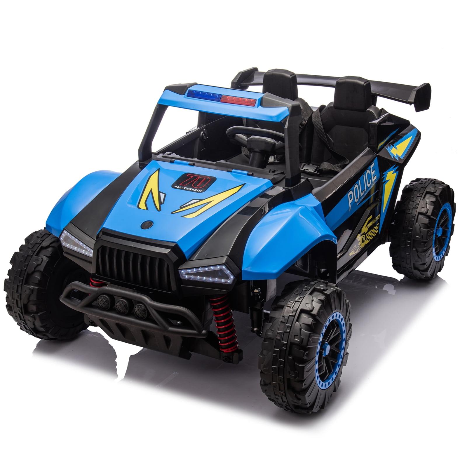 24V Blue Two-Seater Police Ride-On Car with LED Lights