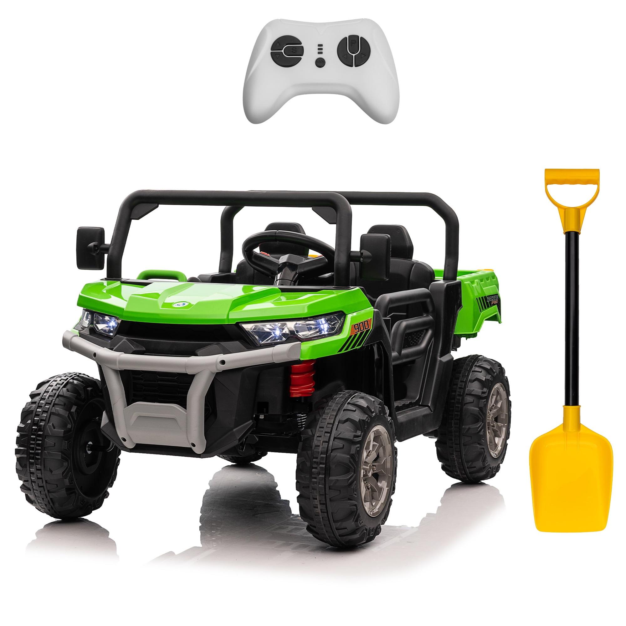 24V Ride on UTV Car, 2 Seater Kids Electric Powered Ride on Toys Dump Truck with Trailer Remote Control, Green