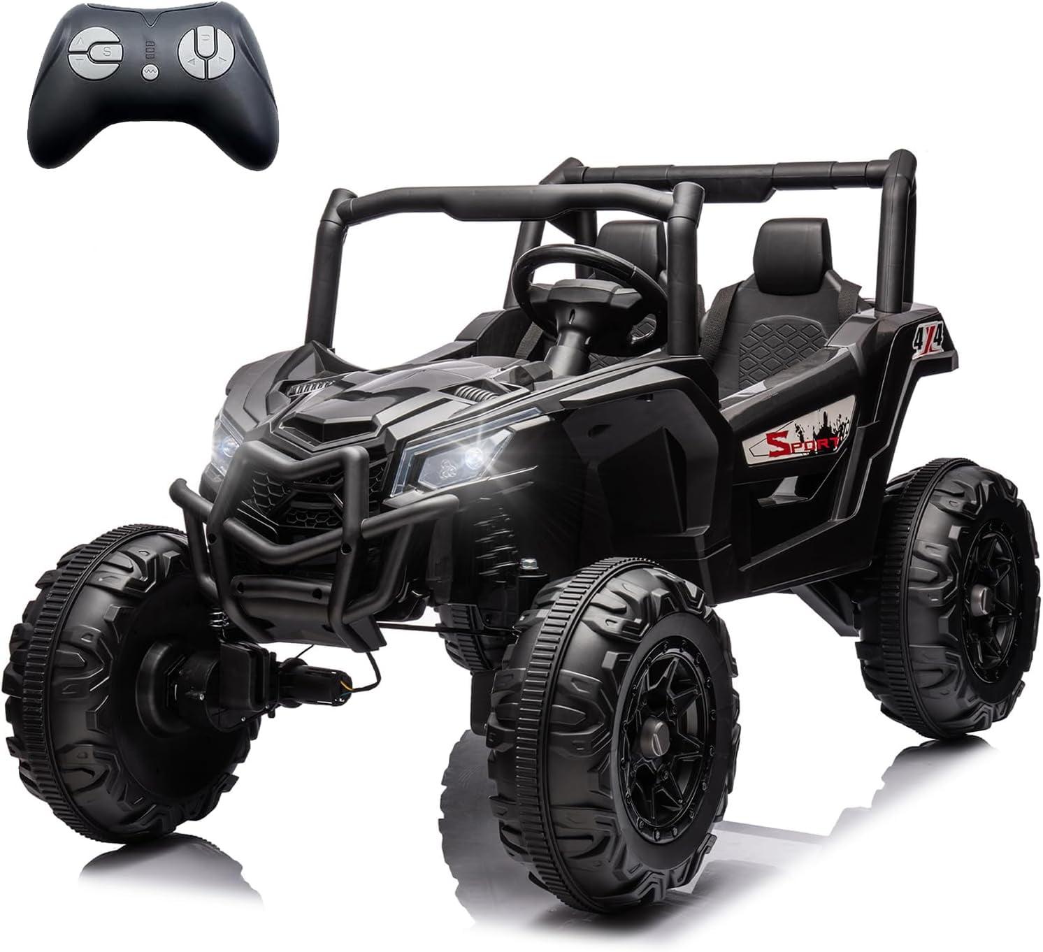 24V Black 2-Seater UTV Ride-On Car with Remote Control