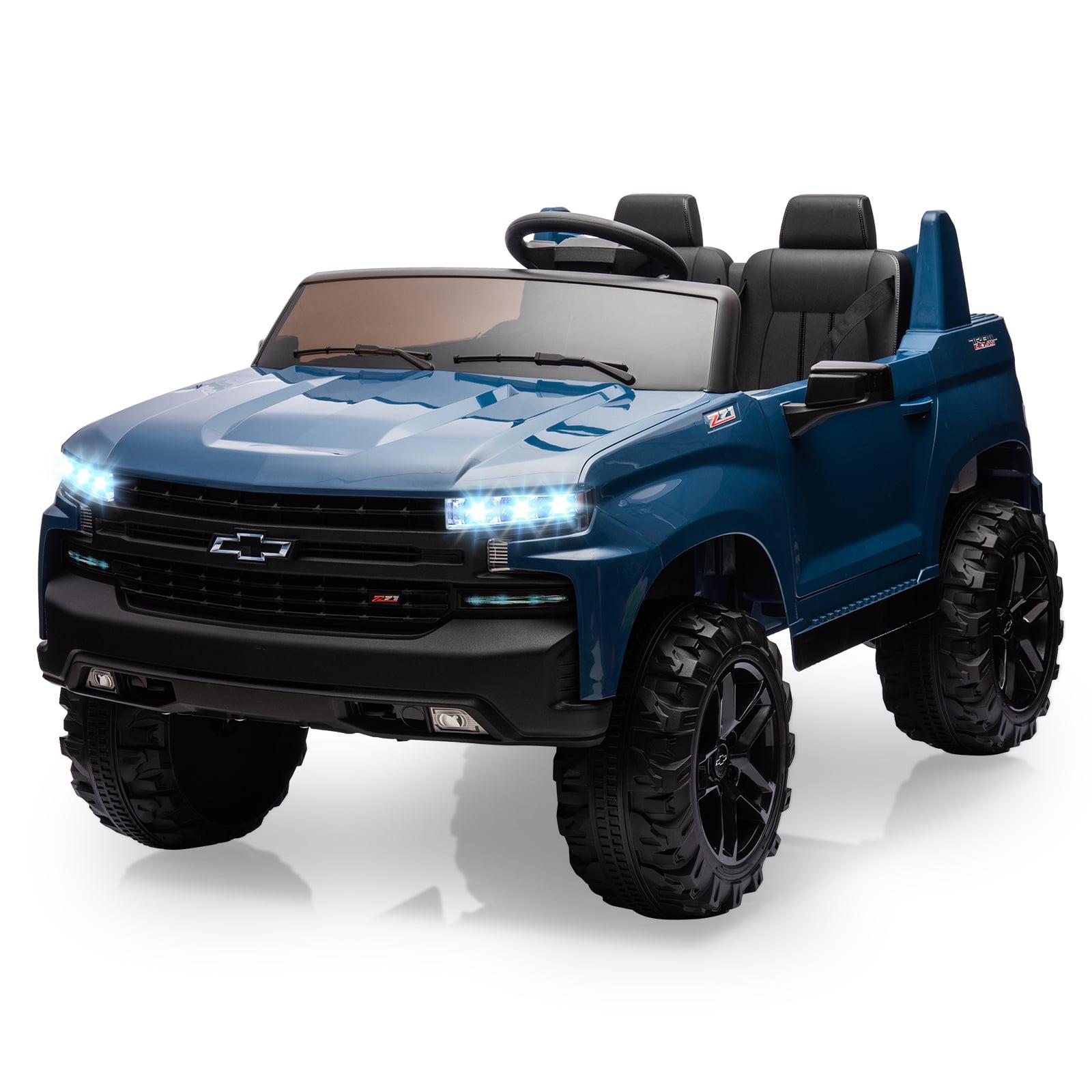 Chevrolet Silverado 24V Powered Ride on Cars for Kids, Extra large Real 2 Seat Ride on Toys with Remote Control, LED Light, MP3 Player, Electric Vehicles Ride on Truck for Boys Girls Gifts, Blue