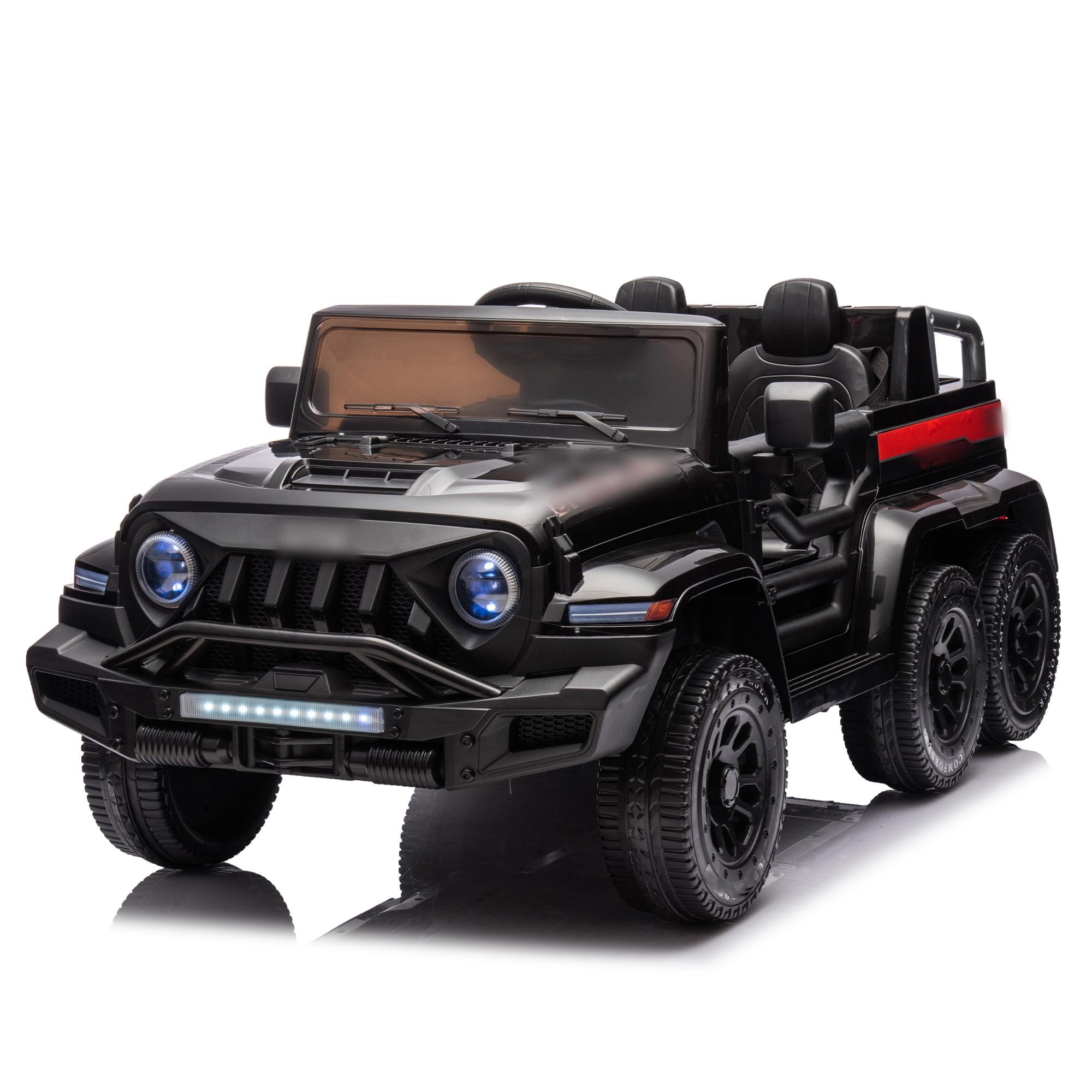 Camión para Niños de 24 V, Auto de Juguete para Montar en 4 Wd con Ruedas de Neumáticos Resistentes Al Desgaste, Auto Eléctrico para Montar Todoterreno con Control Remoto, Faros LED, Velocidad de hasta 5 mph (Negro)