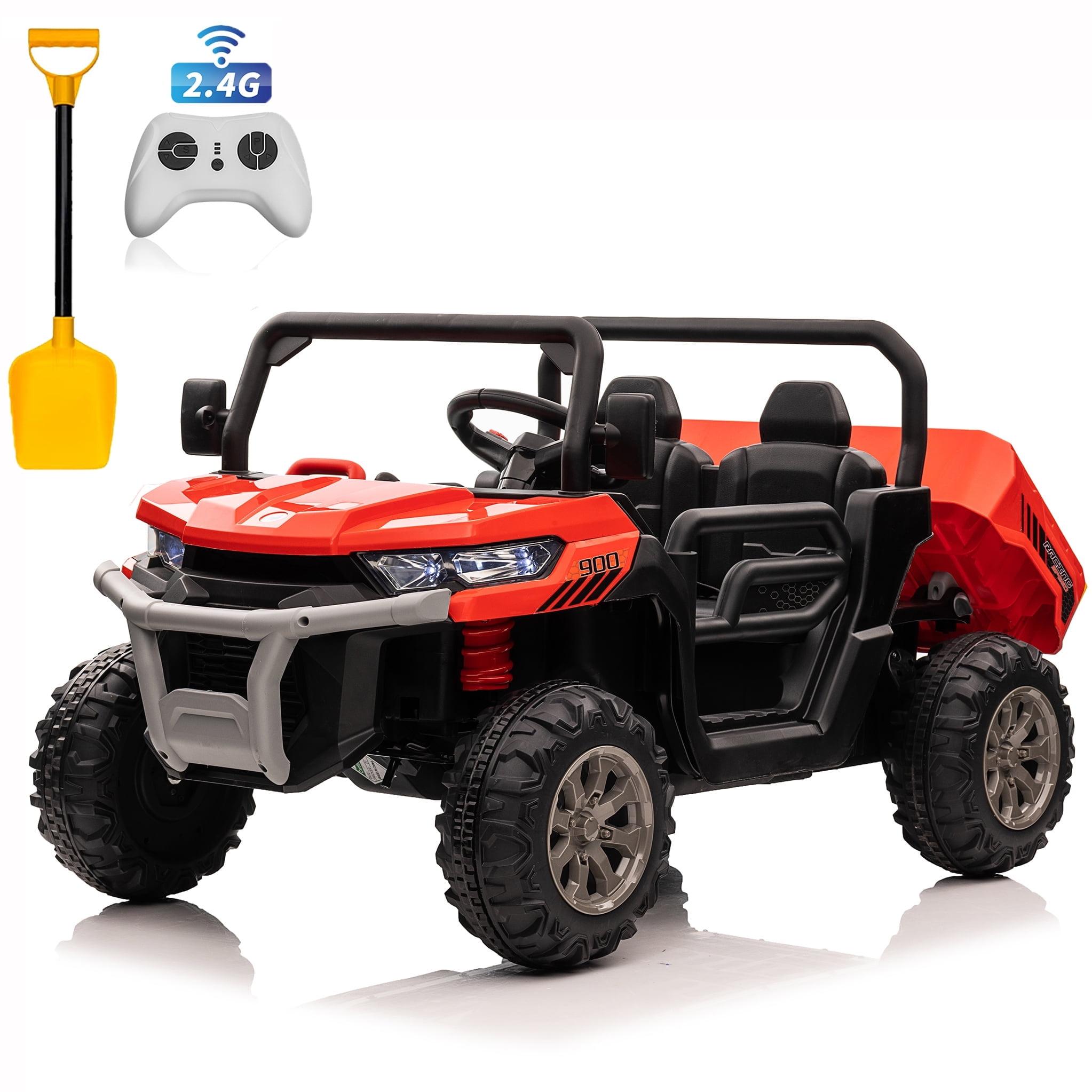 4 Wheels 24V Ride on Dump Truck Toys 2 Seater Kids Ride On UTV Car with Remote Control,Electric Dump Bed