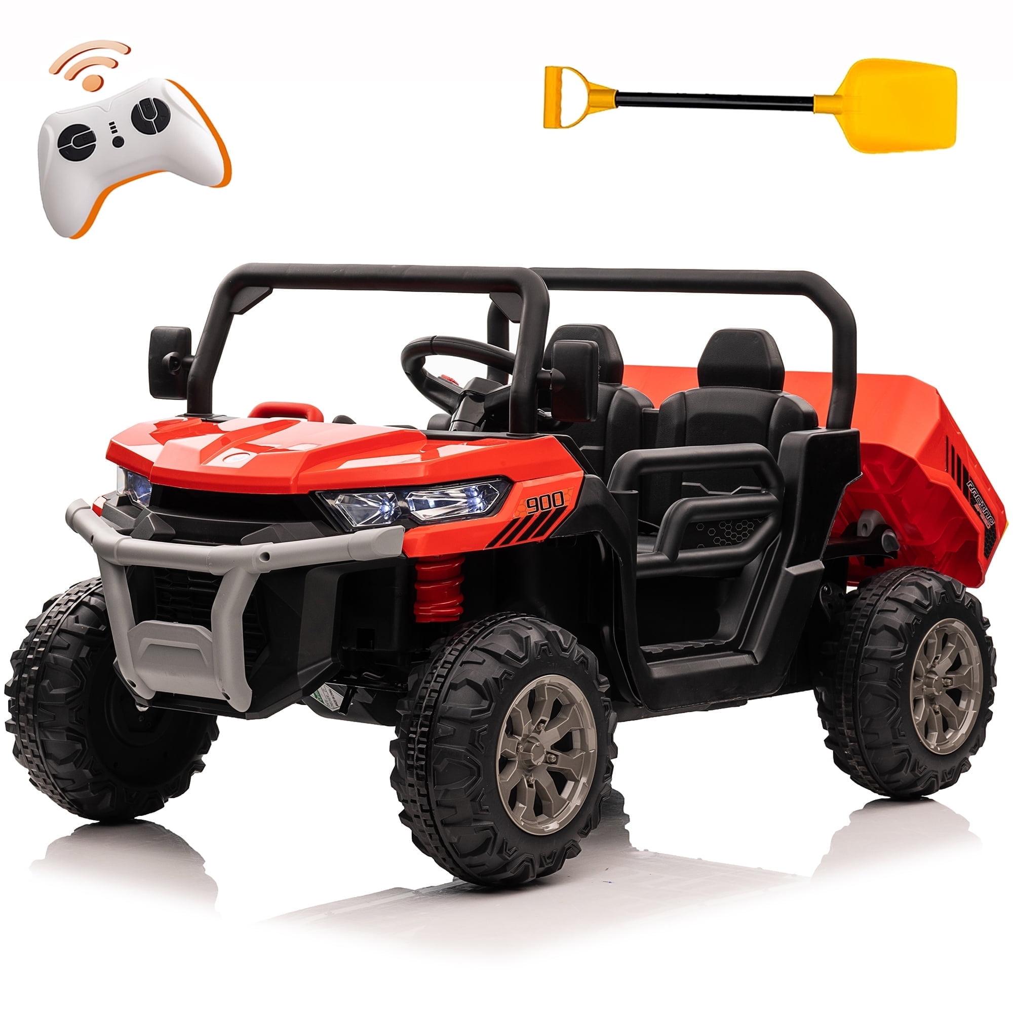 4 Wheels 24V Ride on Dump Truck Toys 2 Seater Kids Ride On UTV Car with Remote Control,Electric Dump Bed