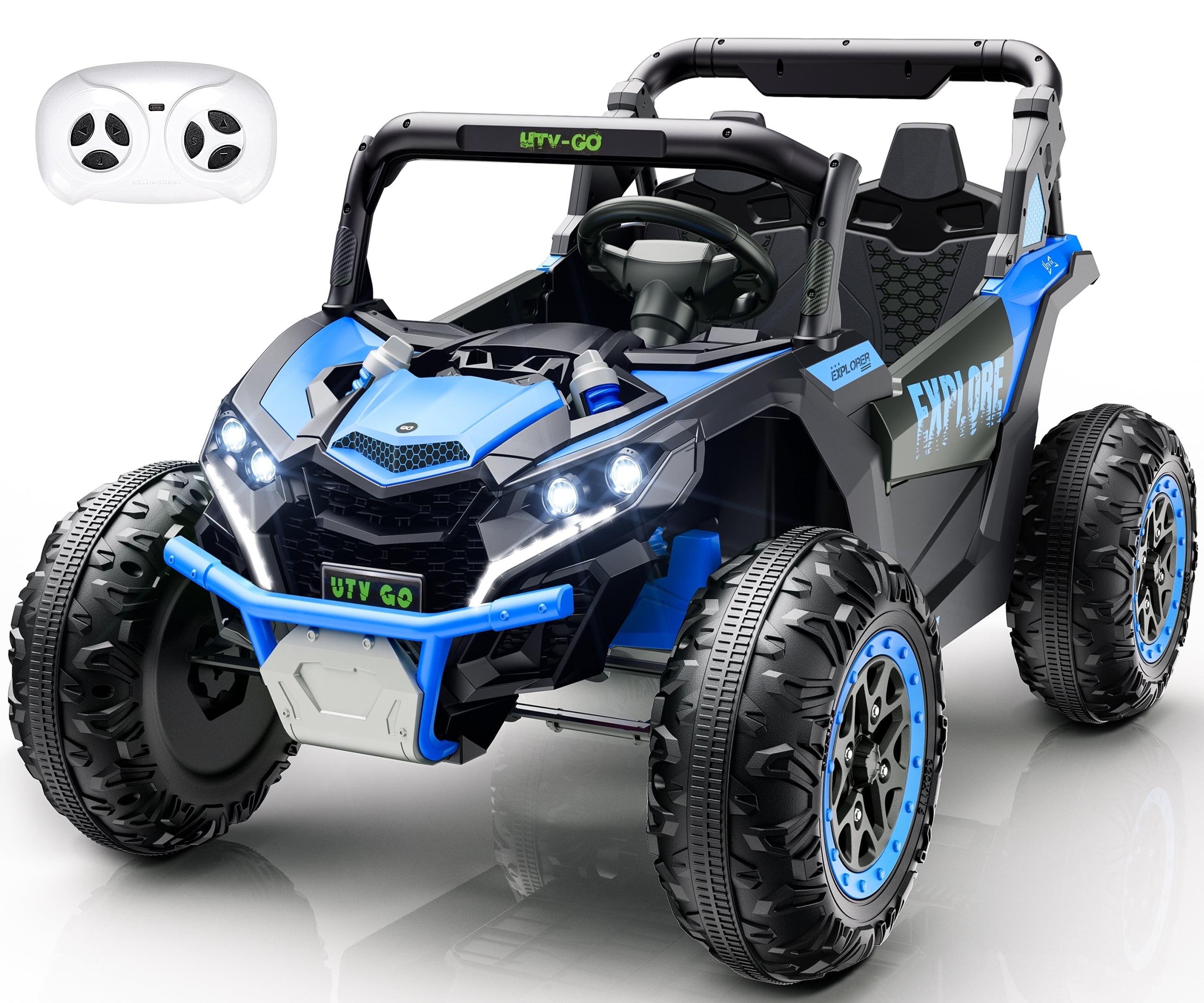iYofe 24V Ride on Toys for Kids, Kids Ride on Car for Boys Girls 3-6, Powered Ride on UTV Electric Cars for Kids with Remote Control, Bluetooth Music, LED Lights, 4 Wheels Spring Suspension, Blue