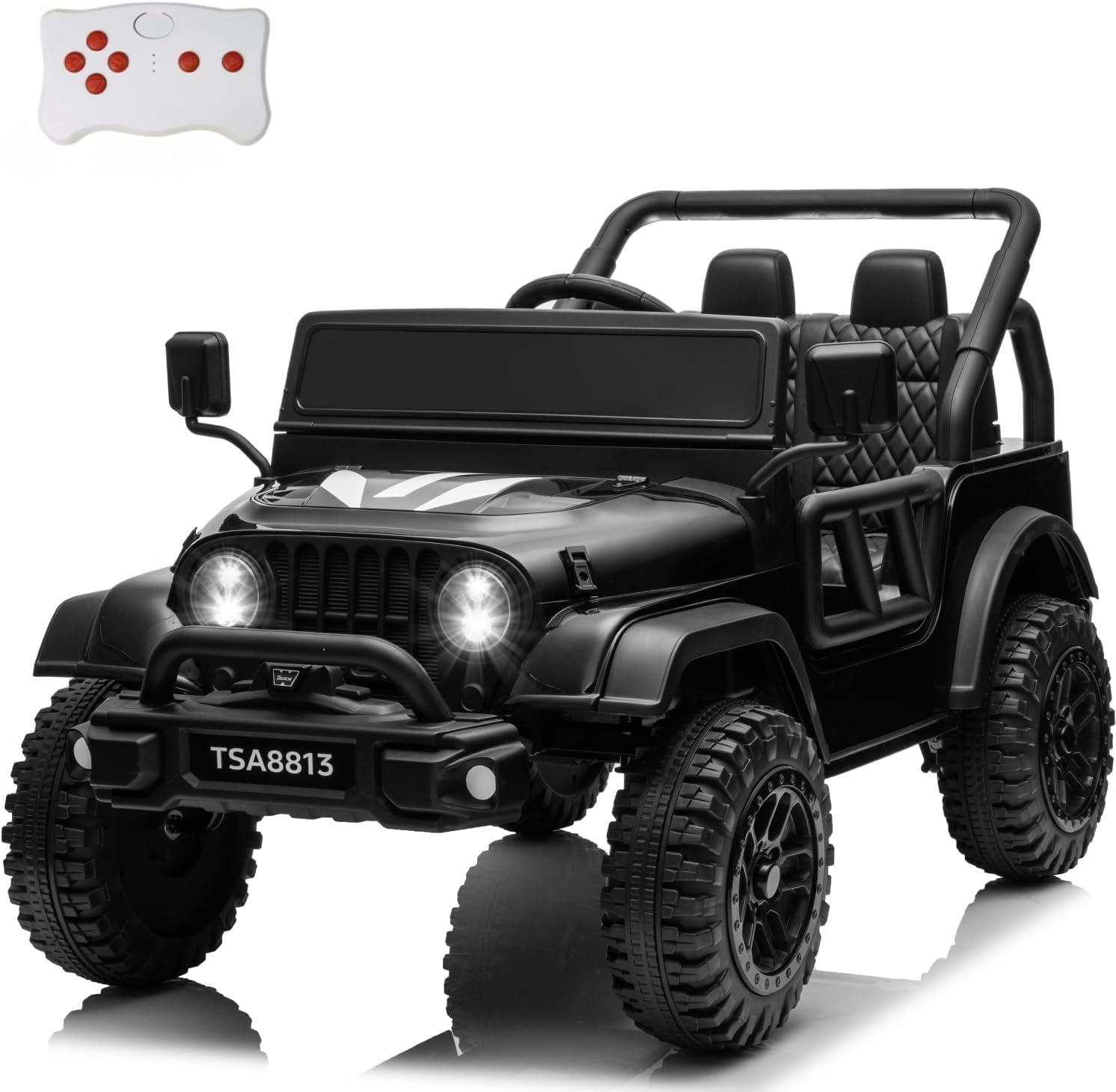 Camión para Niños de 24 V, Auto de Juguete para Montar en 4 Wd con Ruedas de Neumáticos Resistentes Al Desgaste, Auto Eléctrico para Montar Todoterreno con Control Remoto, Faros LED, Velocidad de hasta 5 mph (Negro)