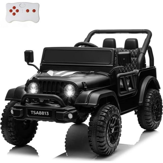 Camión para Niños de 24 V, Auto de Juguete para Montar en 4 Wd con Ruedas de Neumáticos Resistentes Al Desgaste, Auto Eléctrico para Montar Todoterreno con Control Remoto, Faros LED, Velocidad de hasta 5 mph (Negro)