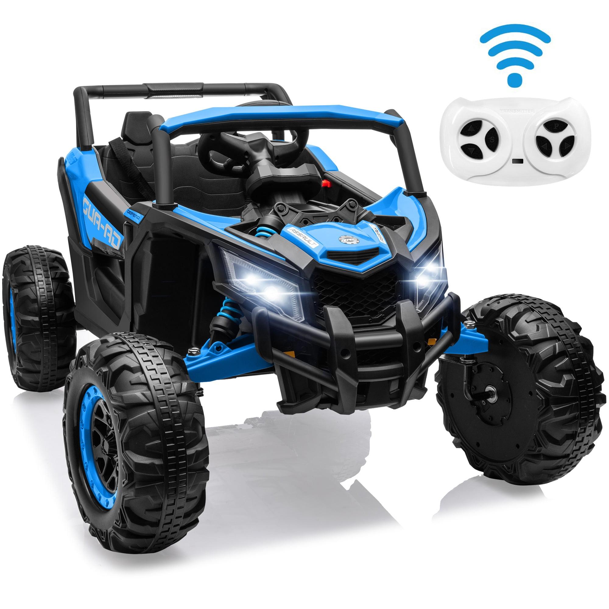 iYofe 24V Ride on Toys for Kids, Large Seat Ride on UTV Cars with Remote Control, Battery Powered Kids Car Electric Vehicle with 3 Speed, Bluetooth Music, 4 Wheels Spring Suspension, Blue