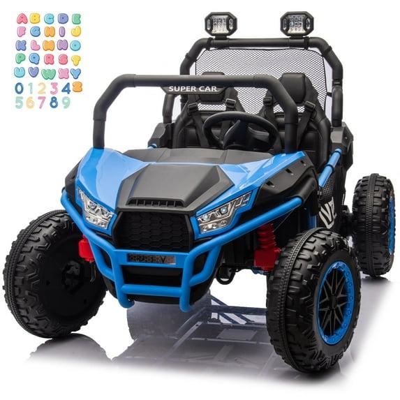 24V Blue Two-Seater Off-Road UTV with Bluetooth and LED Lights