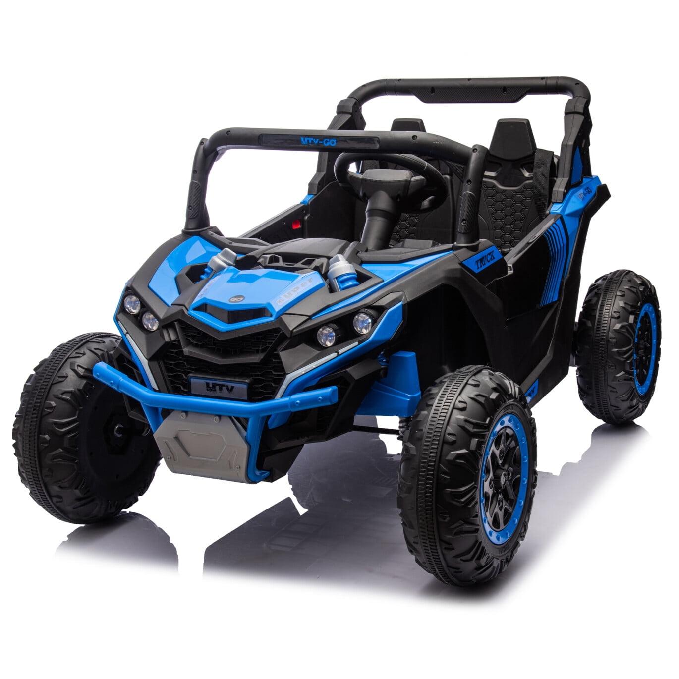 24V Ride on Car with Remote Control, 2 Seater Kids Ride on UTV with Four-Wheel Suspension, Slow Start, Volume Control, LED Lights