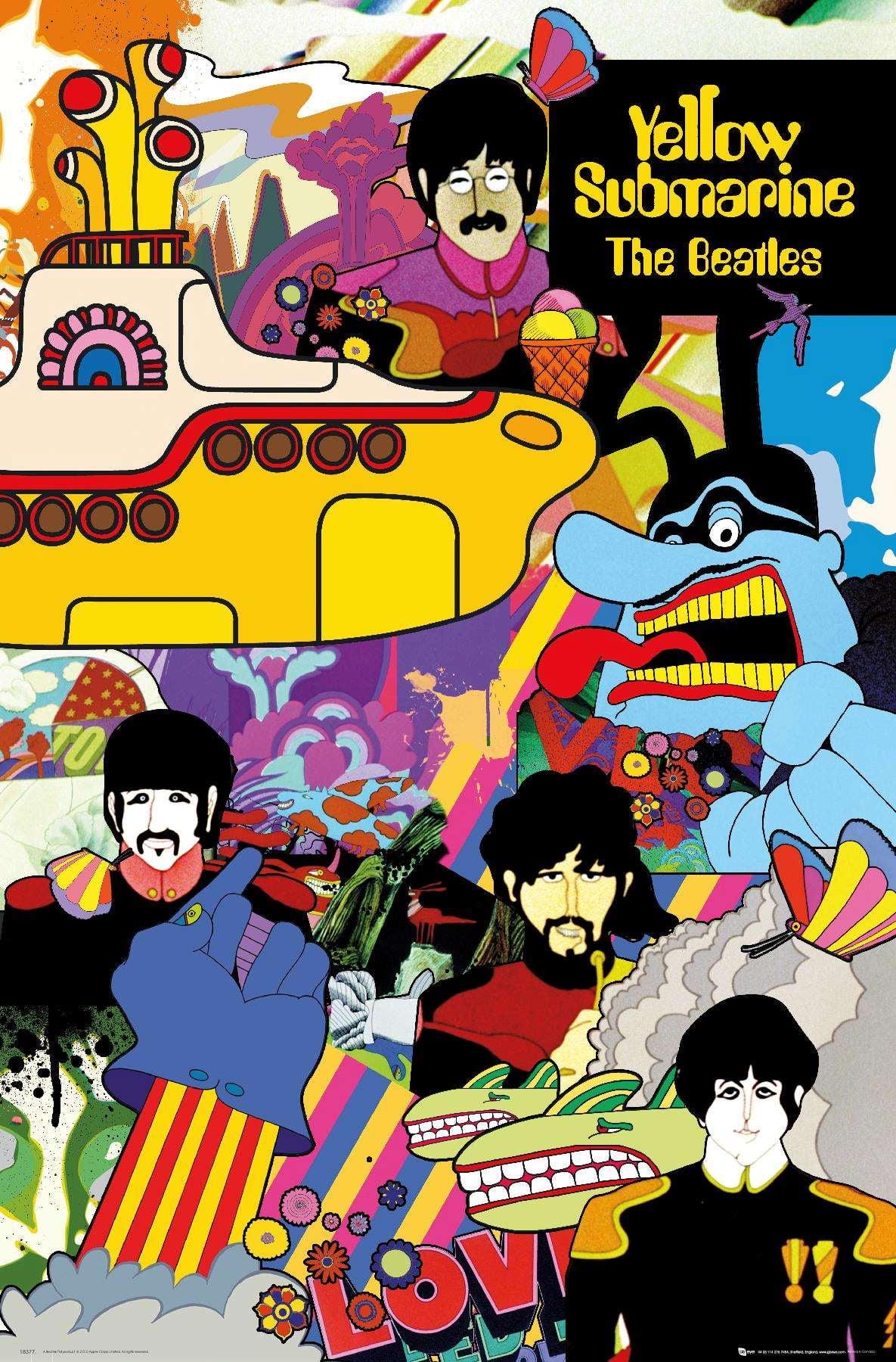 24x36 Multicolor The Beatles Yellow Submarine Poster