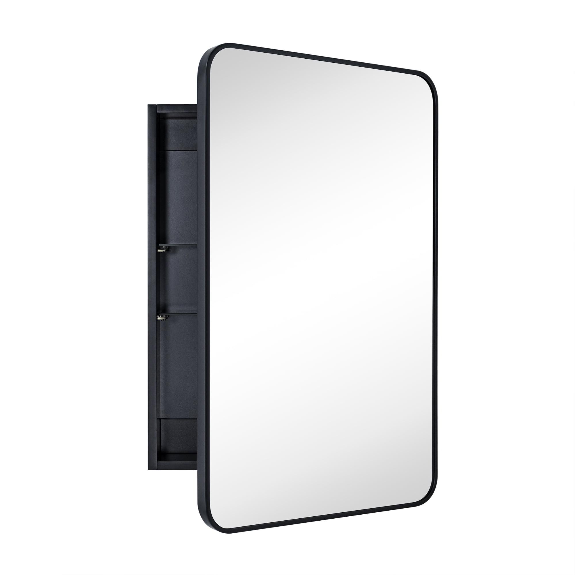 TEHOME Garnes Rectangular Recessed or Surface Mount Metal Medicine Cabinet with Mirror