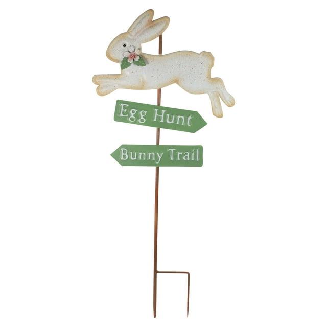 Northlight Seasonal 25.5" Easter Egg Hunt And Bunny Trail Outdoor Metal Spring Yard Stake