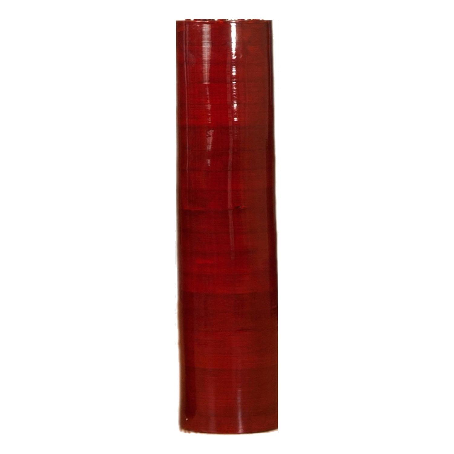 25" Bamboo Cylinder Floor Vase - Mahogany Red