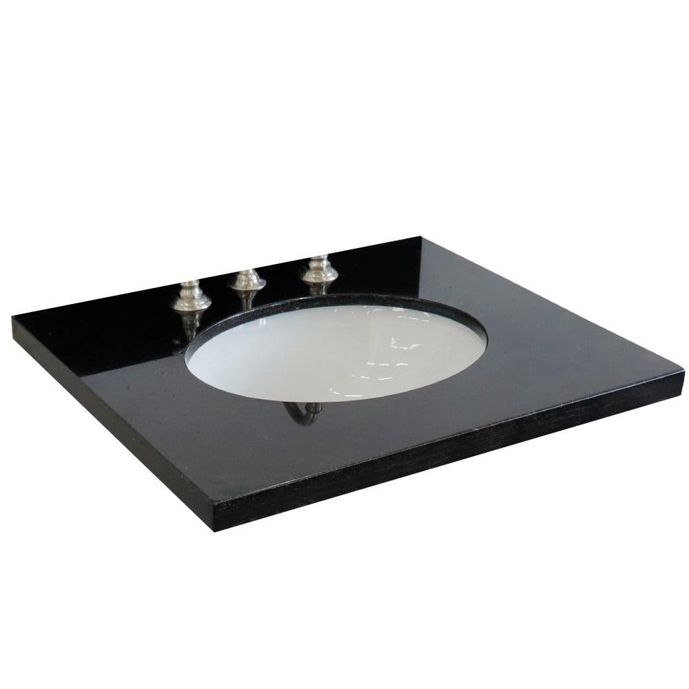 25" Black Galaxy Granite Top with Oval Ceramic Sink