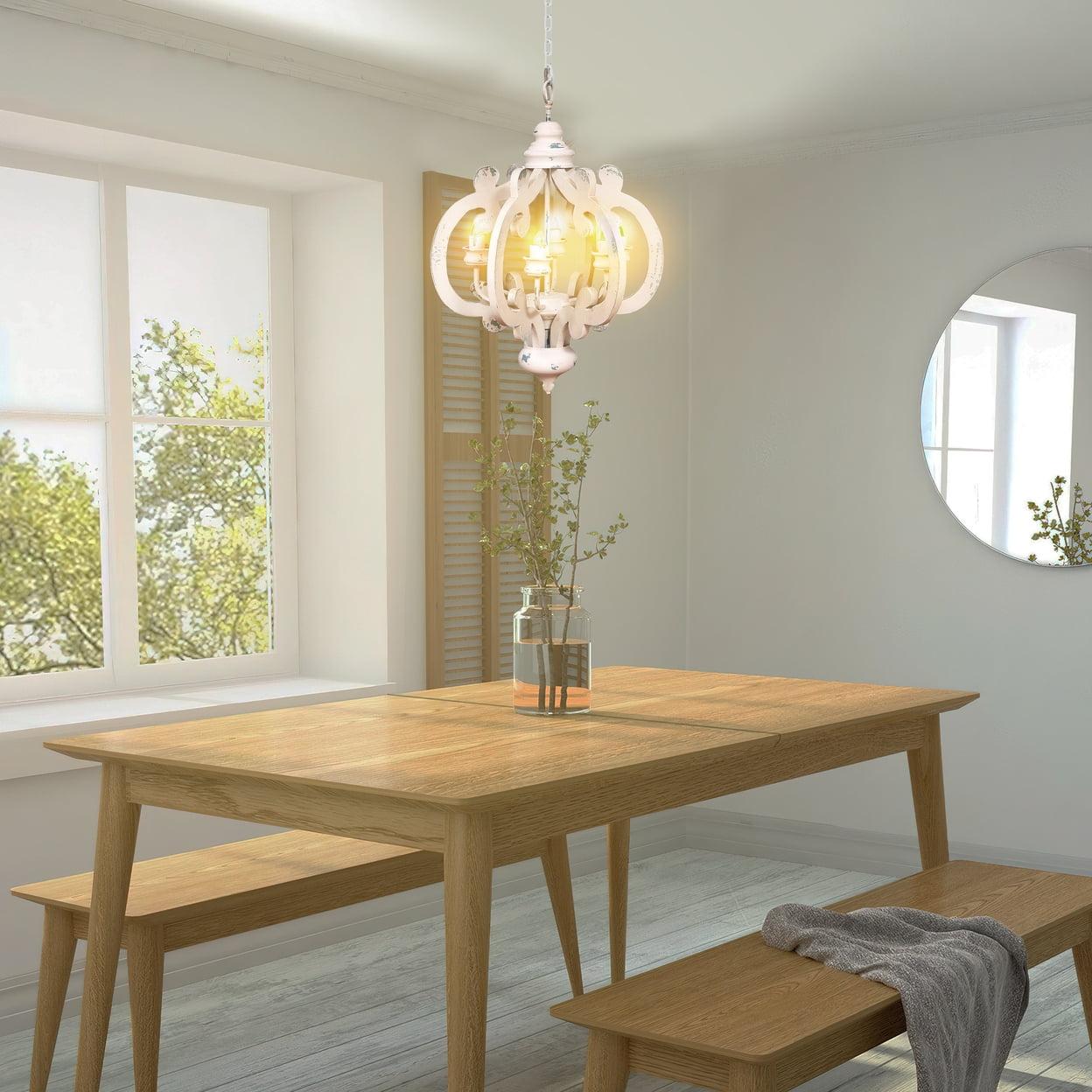 Cheree 6 - Light Wood Dimmable Geometric Chandelier