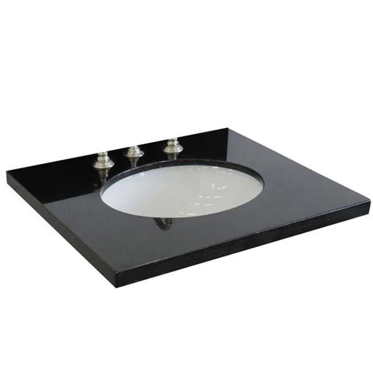 25" Black Galaxy Granite Top with Oval Ceramic Sink