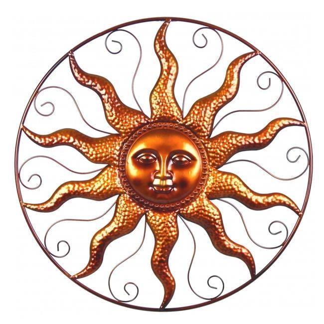 25-Inch Bronze Steel Sun Decorative Wall Art