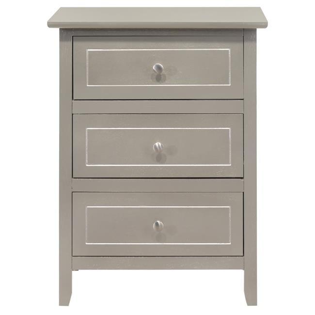 Passion Furniture Daniel 3-Drawer Silver Champagne Nightstand (25 in. H x 19 in. W x 15 in. D)