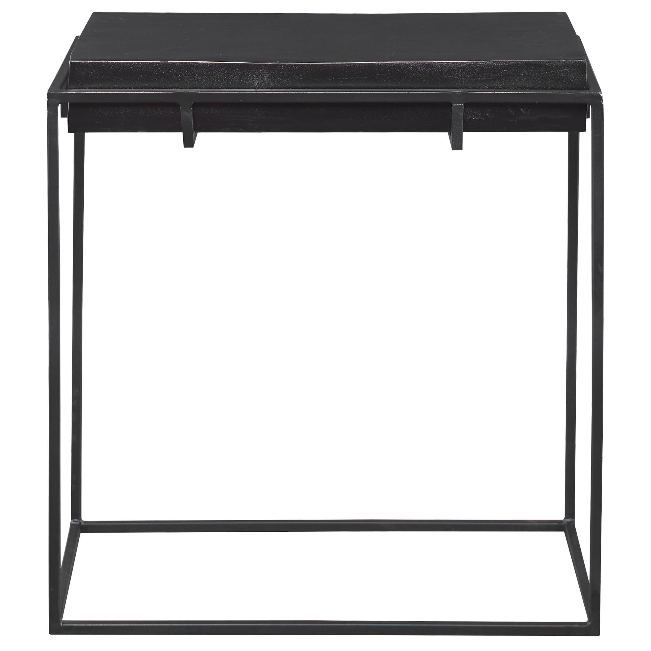 Antique Black Rectangular Metal Side Table