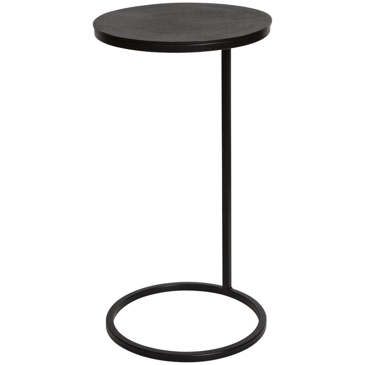 Brunei 13'' Aged Black and Bronze Round Wood & Metal Accent Table