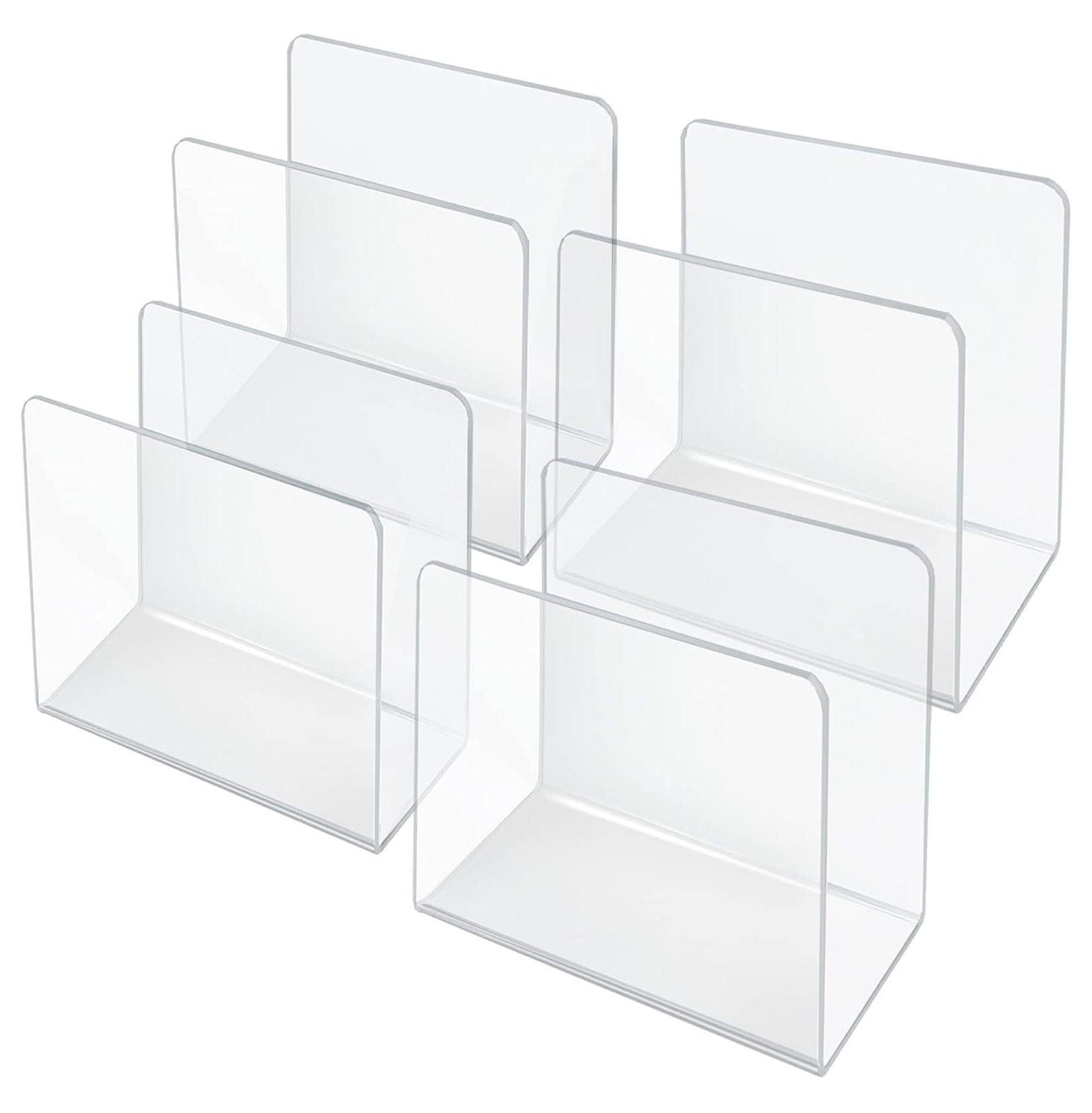 Large Clear Acrylic Desk File Holder Set, 4-Pack