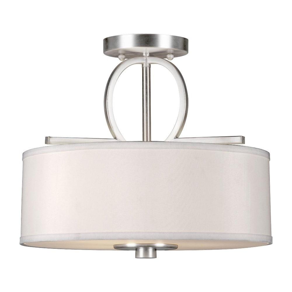 Brushed Nickel 12" x 14" Glass Drum Semi-Flush Mount Light