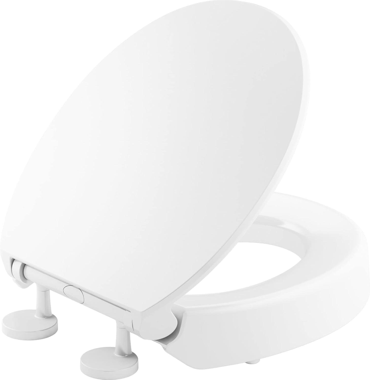 Hyten Elevated Toilet Seat with Quiet-Close Lid and Seat and Grip-Tight Bumpers